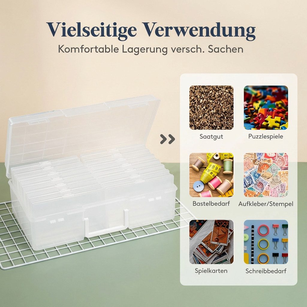 Lifewit Fotobox Fotobox Aufbewahrungsbox mit innere Fotohalter, Fotoetui, Klar (14 St)