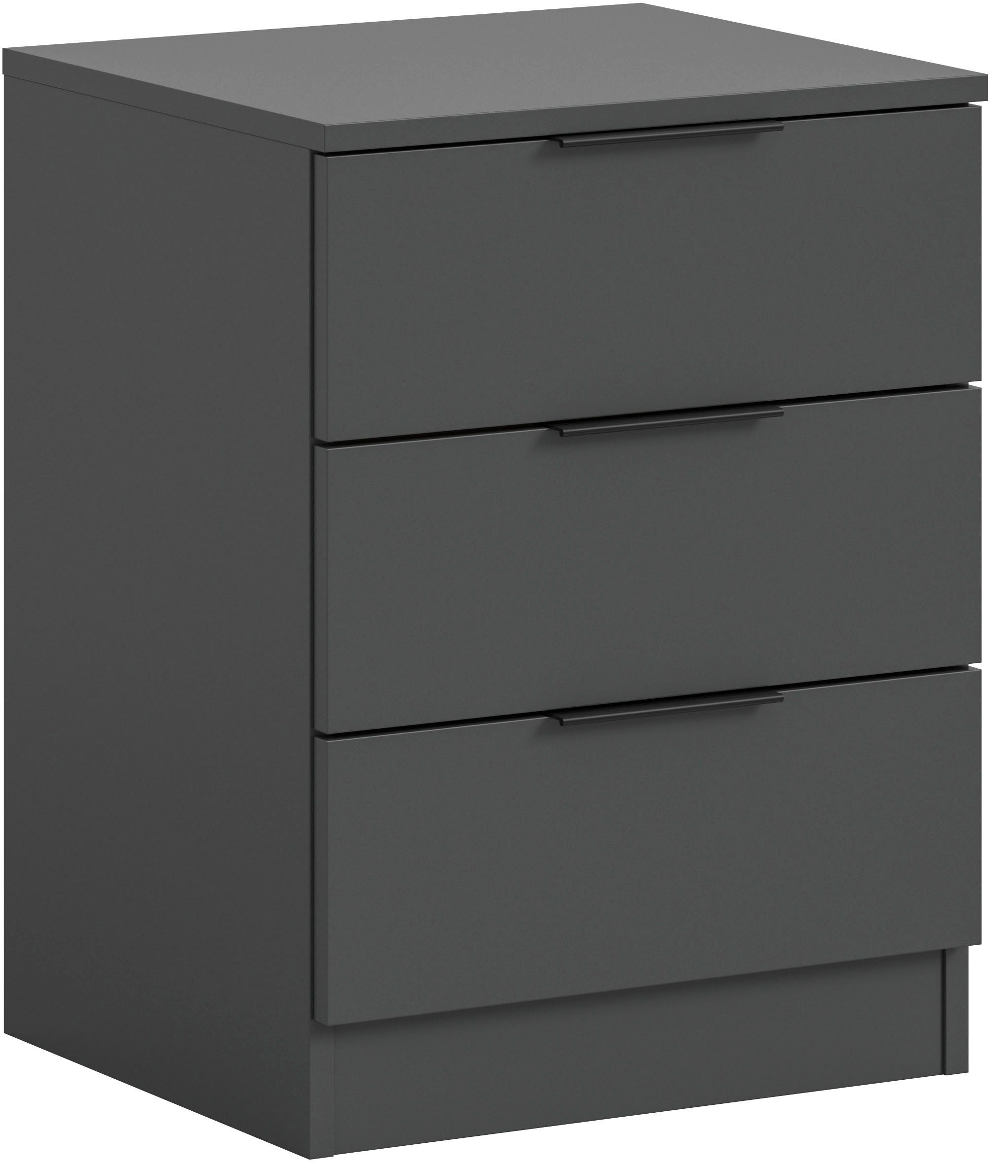Home affaire Nachtkommode Skarde Nachttisch Beistelltisch Kommode, Breite: 45 cm (1 St), Skarde, Nachtkommode, 3 Schubkästen, anthrazit