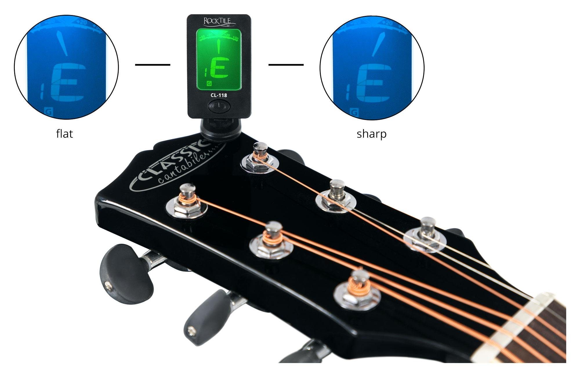 Rocktile Stimmgerät CL-118 Digital Chromatischer Clip Tuner, (1-tlg), Geeignet für Gitarre, Bass, Ukulele und Violine – Bild 3 von 5