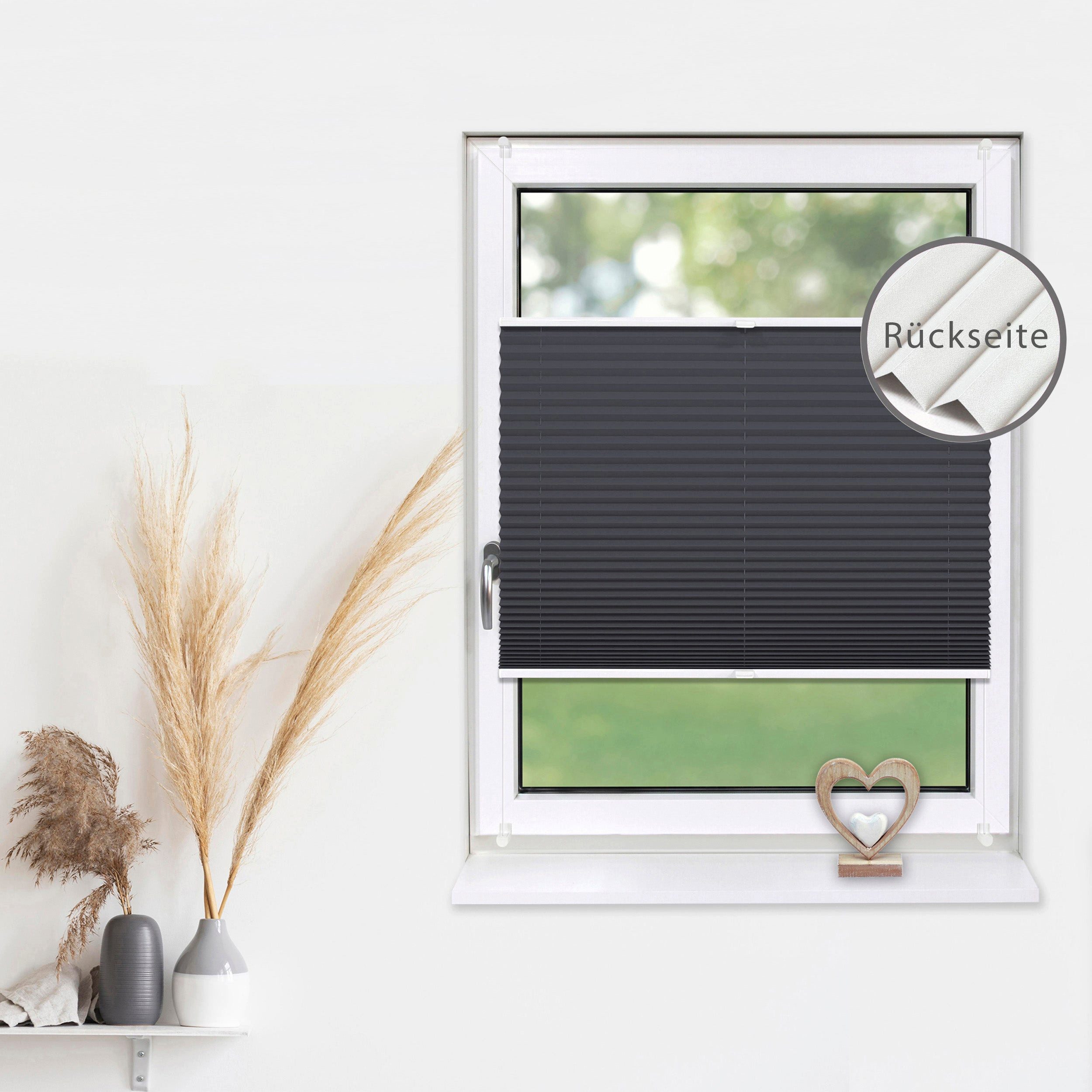 Deco-Raum Plissee Thermo Basic, abdunkelnd, Klemmträger, auf dem Fenster-/Türrahmen, Klemmfix, einfache Montage, in verschiedenen Farben und Größen ohne Bohren