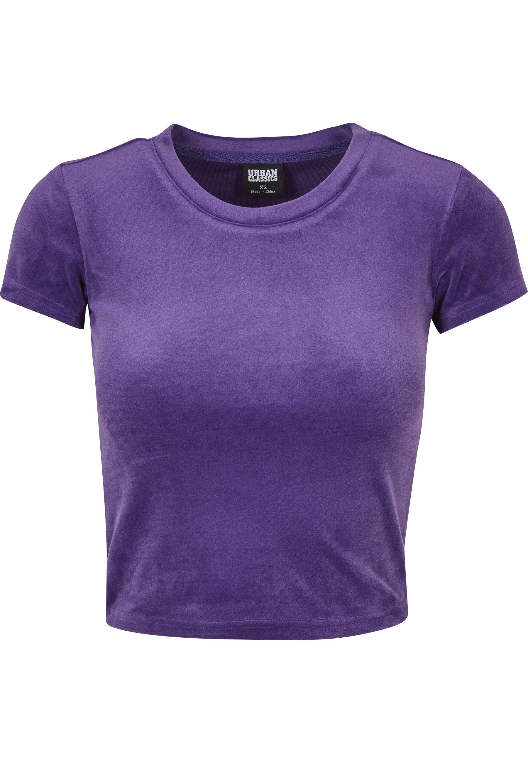 Kurzarmshirt Urban Classics Damen Ladies Short Velvet Tee