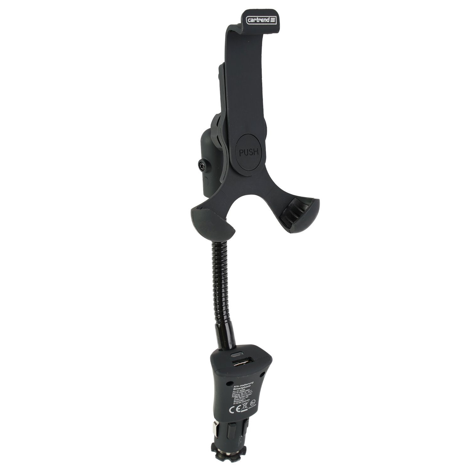 Cartrend Handy-Halterung KFZ-Halterung Ladegerät Smartphone MP3-Player, (Lademöglichkeit über USB-Port, Schwanenhals, für Smartphone bis 5,4)