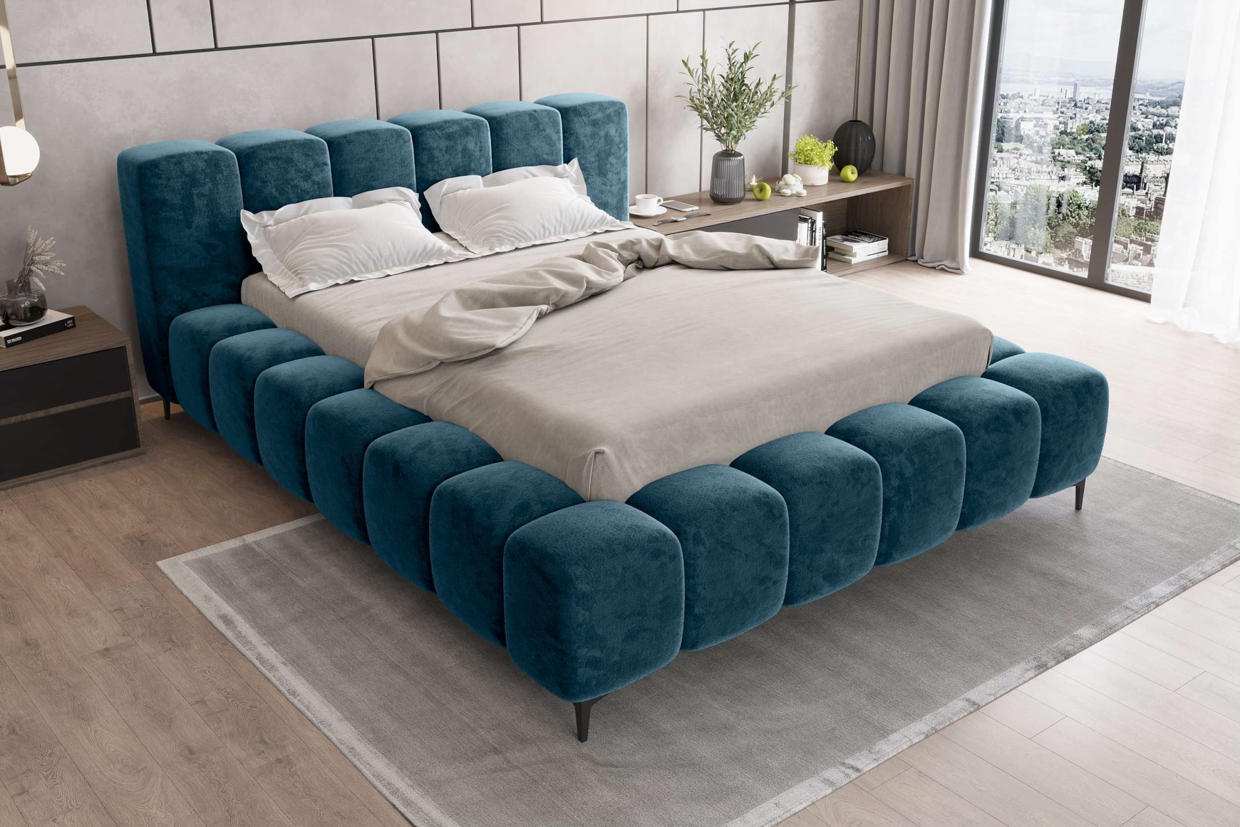 99rooms Polsterbett Cozy (Schlafzimmerbett, Bett), 140/160/180x200 cm, mit Bettkasten, Lattenrost, ohne Matratze