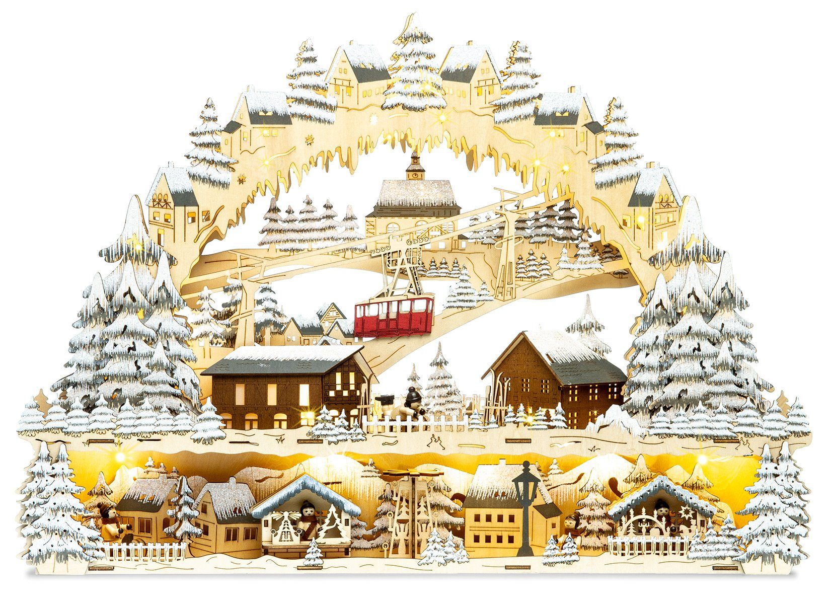 SIKORA Schwibbogen LB45 Skihütte Bergbahn XXL mit LED Beleuchtung und Sockel B:63cm – Bild 2 von 5