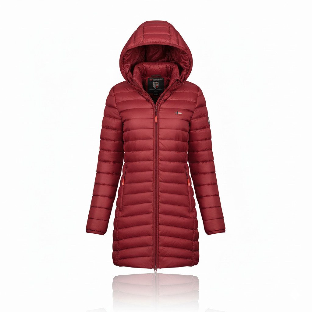 Geographical Norway Steppmantel Hochwertige Outdoorjacke ATIKA HOOD LONG (1-tlg) Outdoor Steppjacke Parka Lange Mit Kapuzenjacke Steppmantel