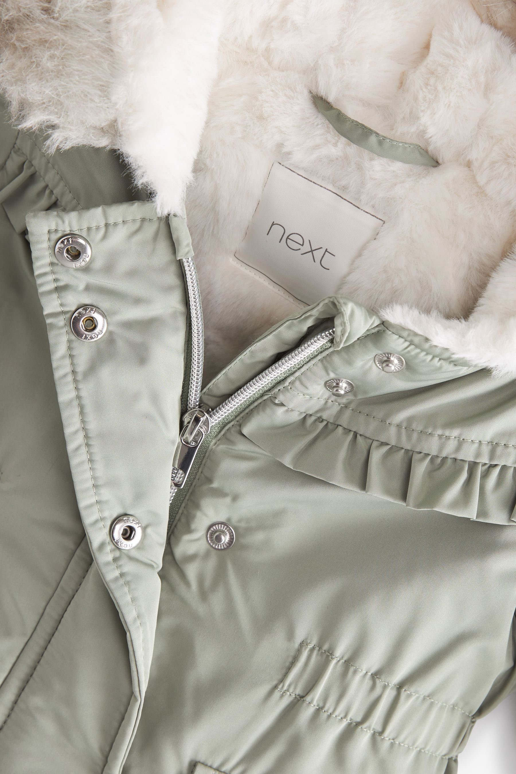 Parka Kunstfellbesatz mit Sage (1-St) Next Spritzwasserabweisender Green Parka