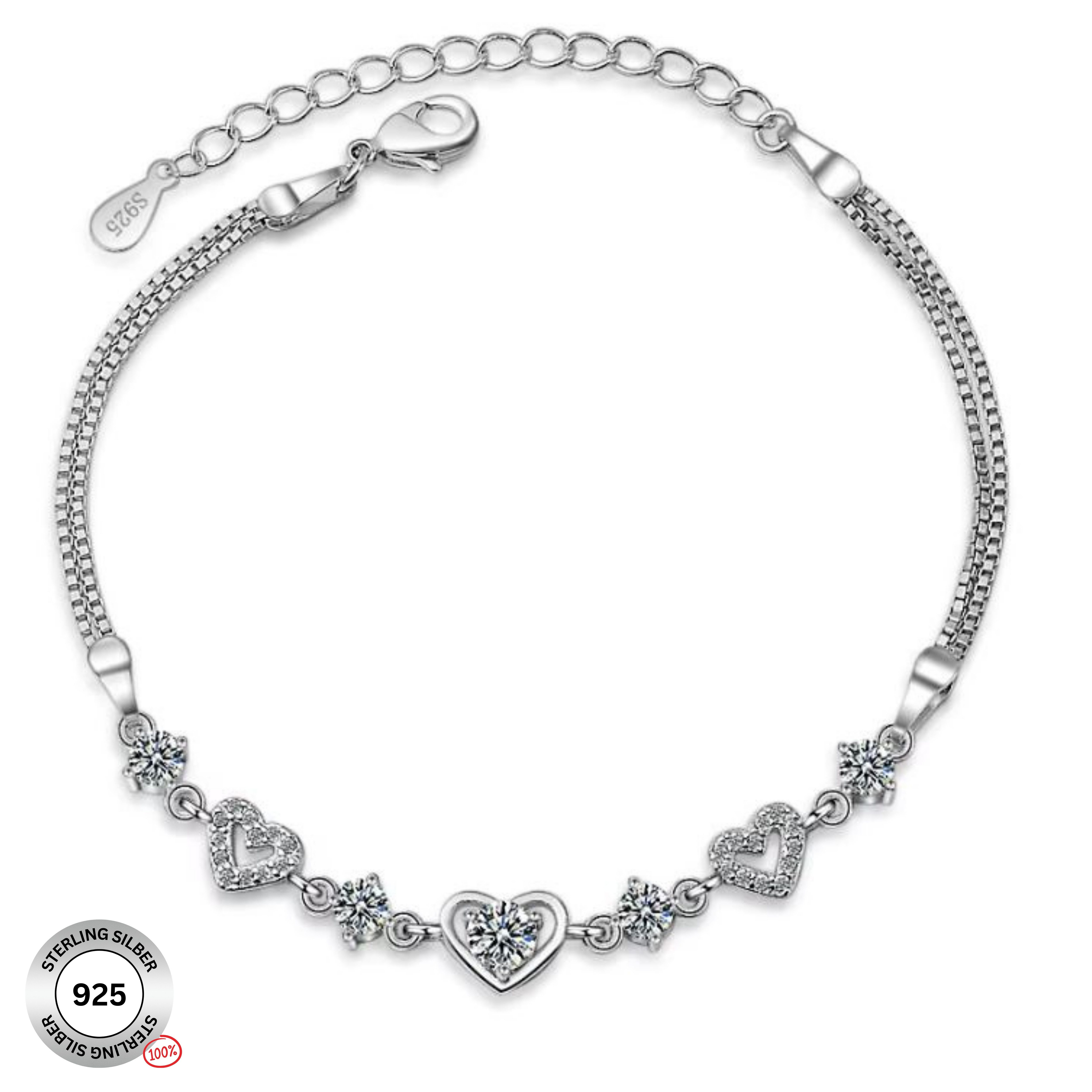 Felino Silberarmband Armband Herzen Herz Damen Frauen Diamanten Unendlich L günstig online kaufen