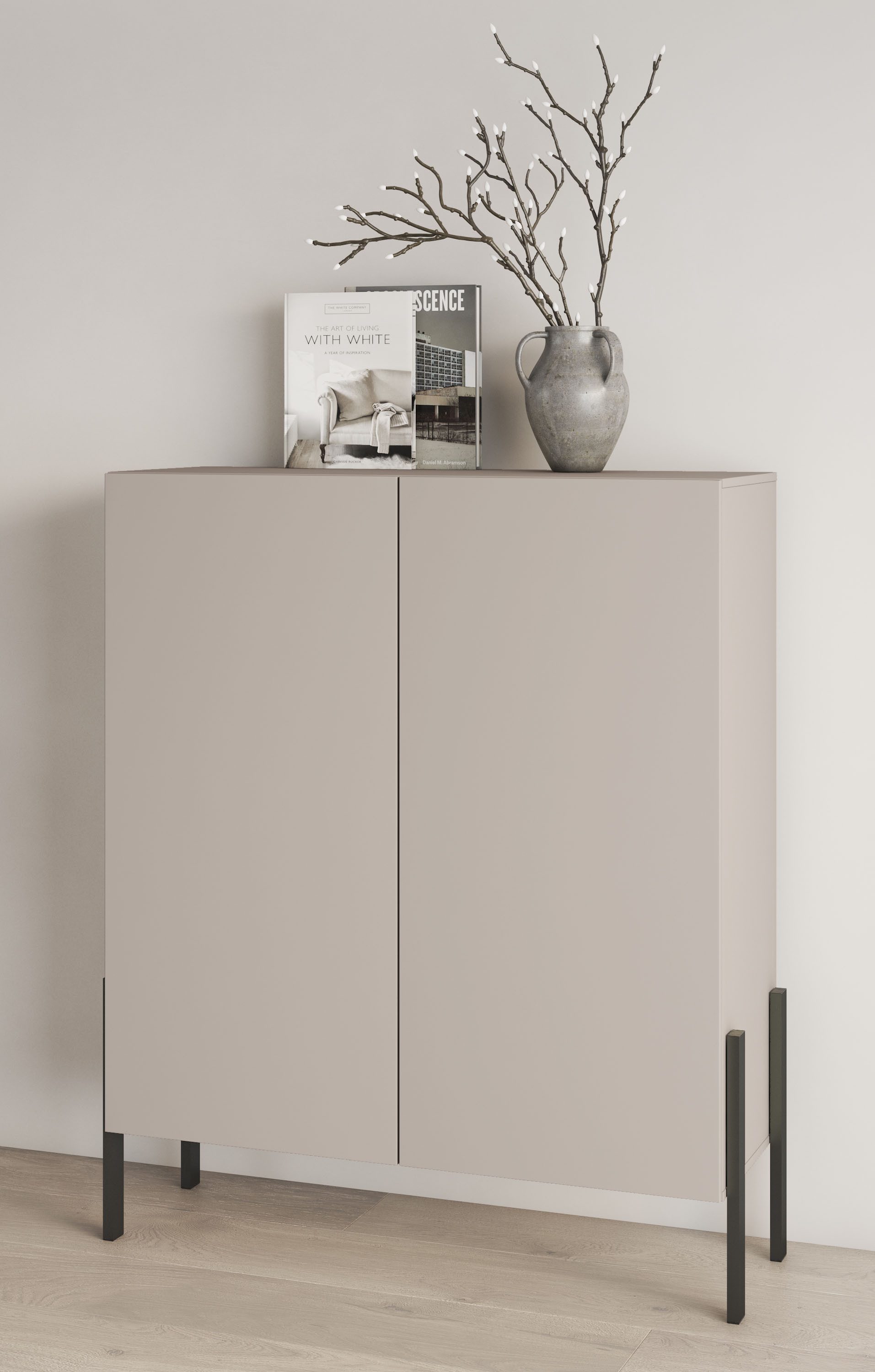 INOSIGN Kommode Jukon, Breite 110 cm, moderne grifflose Hochschrank, 2Türen, Highboard mit viel Stauraum, push-to-open-Funktion
