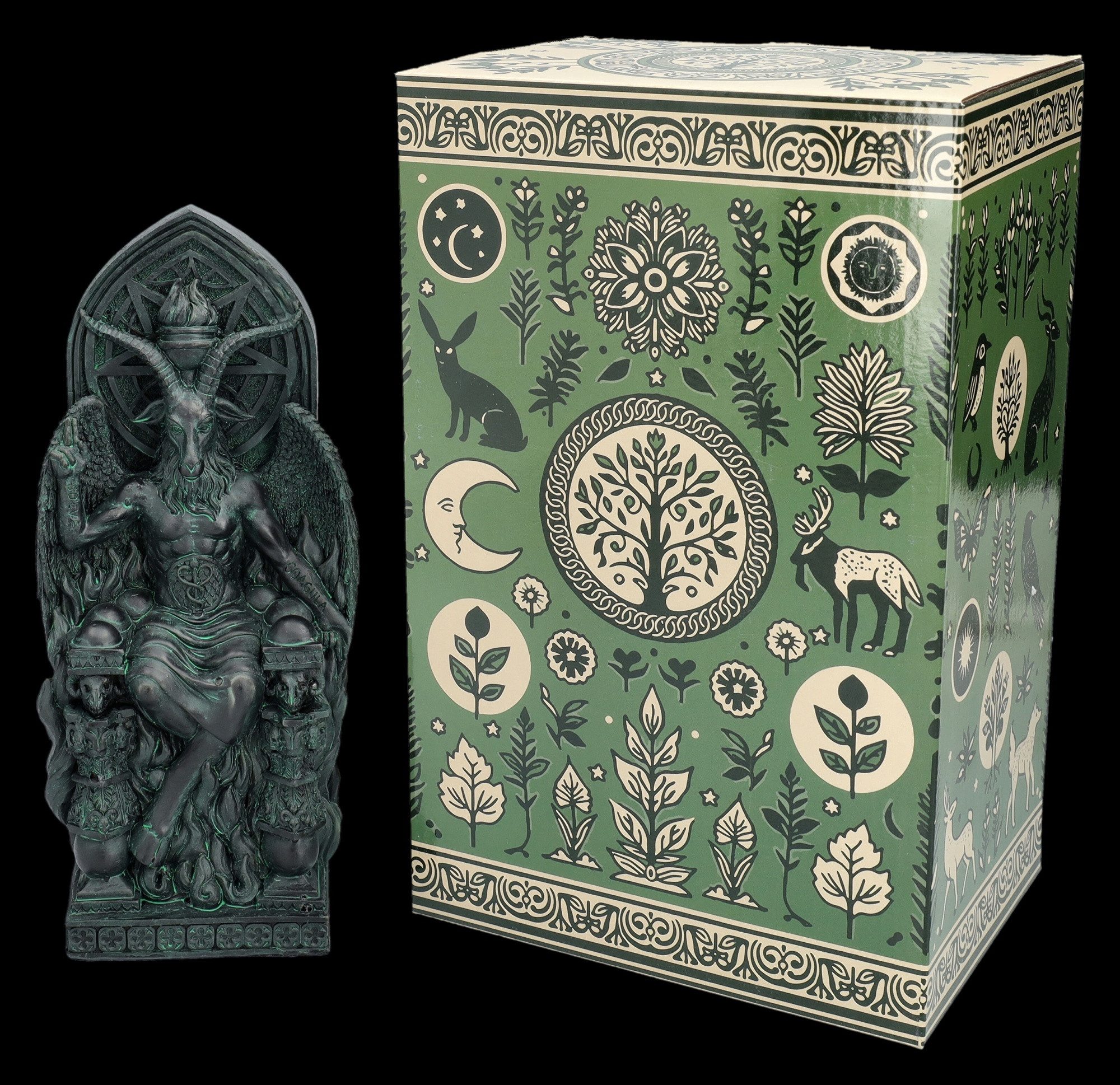 Figuren Shop GmbH Buchstütze Baphomet Buchstütze – Gothic Dekofigur Okkult Geschenk 22,5 cm Deko (1 St)