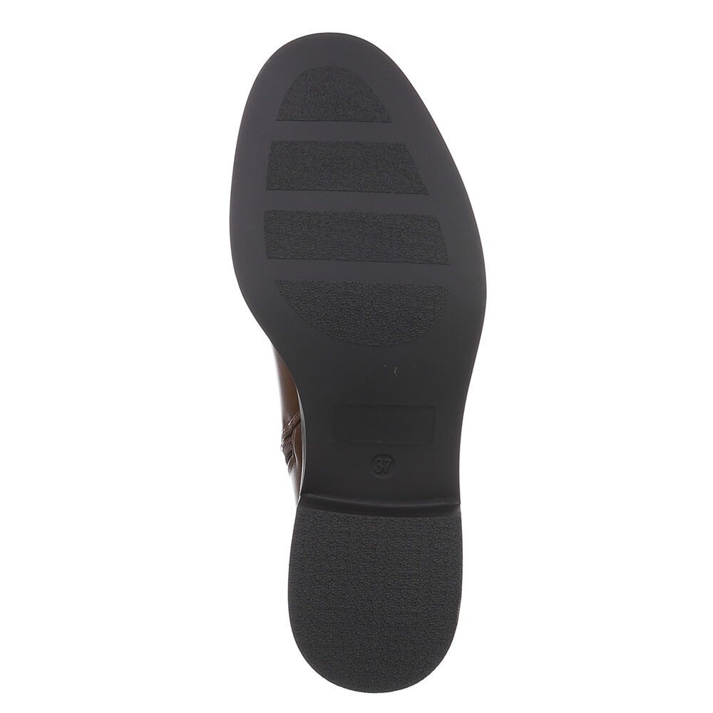 Ital-Design Damen Chelsea Boot mit Blockabsatz für Alltag & Freizeit Stiefelette (92355229) Blockabsatz Chelsea Boots in Dunkelbraun – Bild 3 von 5