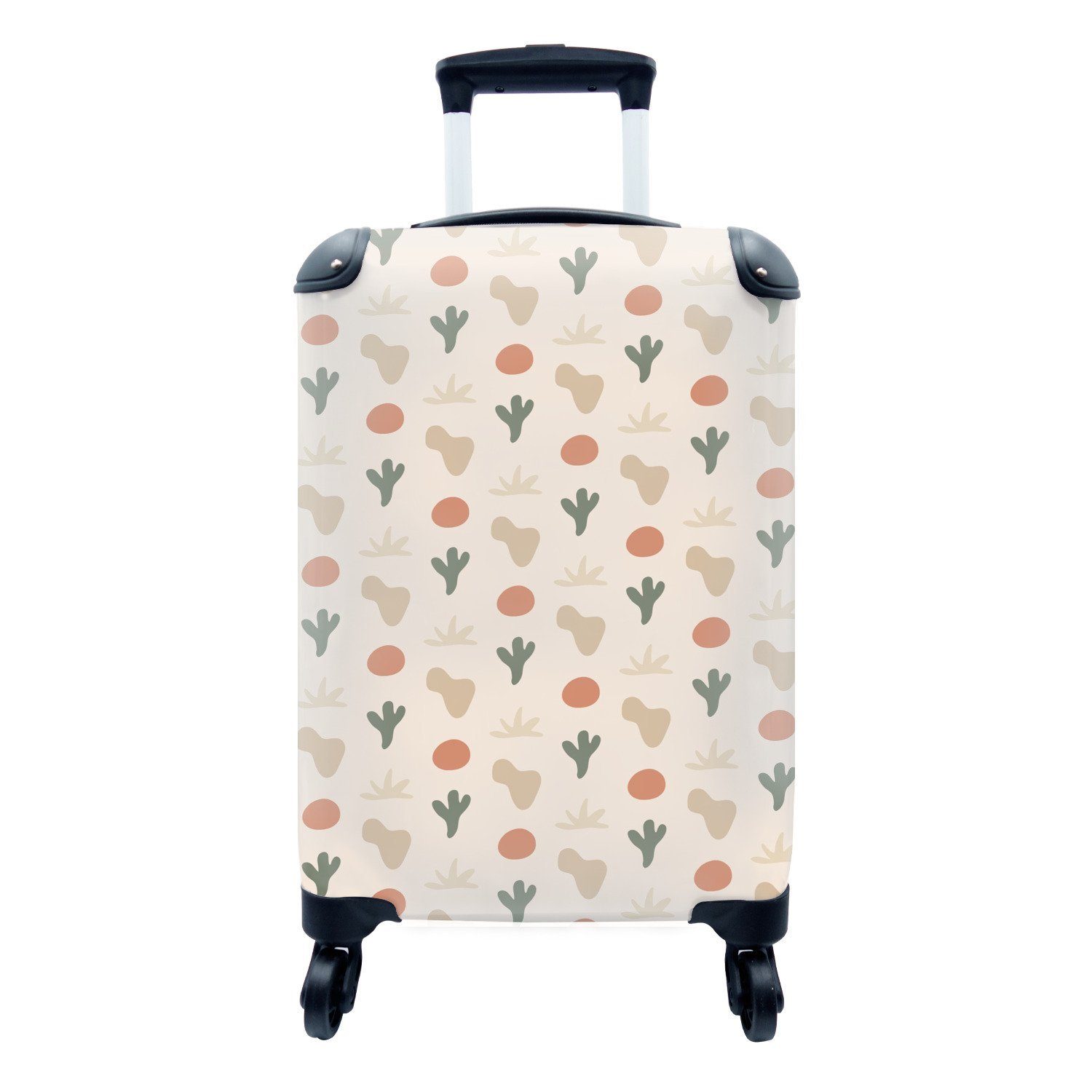MuchoWow Handgepäckkoffer Pastell - Sonne - Kaktus, 4 Rollen, Reisetasche mit rollen, Handgepäck für Ferien, Trolley, Reisekoffer