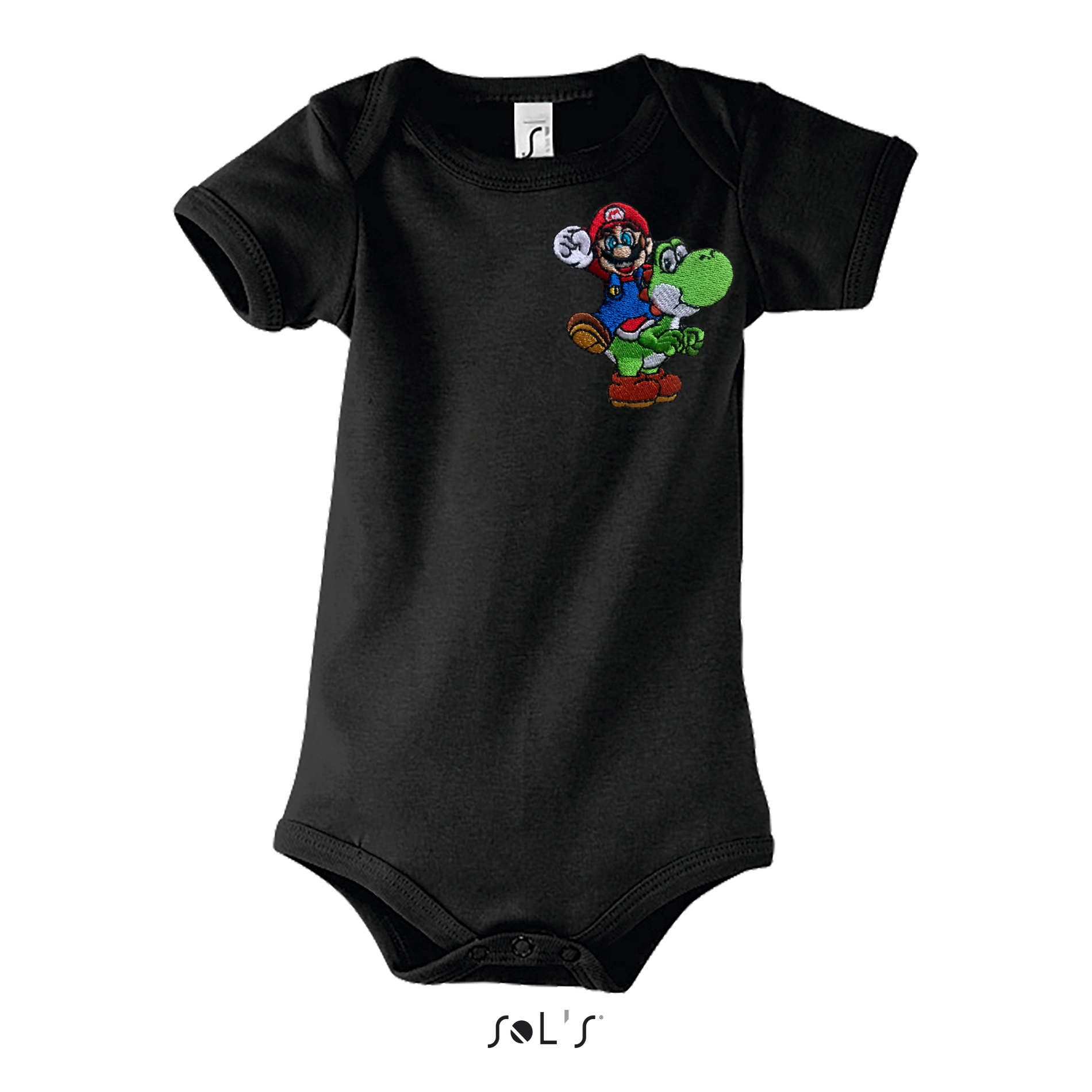 Blondie & Brownie Strampler Mario Luigi Toad Super Wario Yoshi Peach Patch Baby Body (Einzelartikel) Super Mario & Yoshi Retro Stick-Design