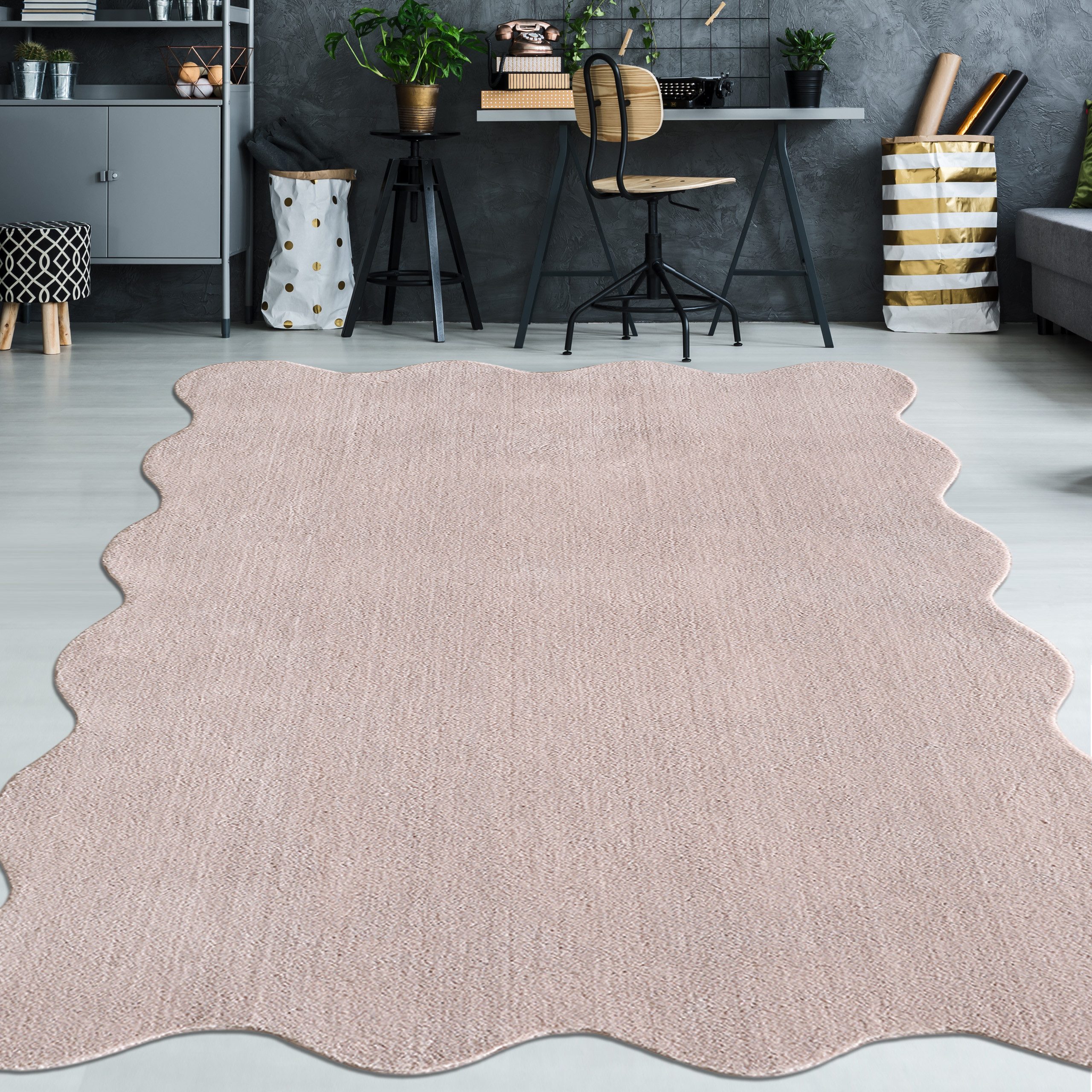 TeppichHome24 Teppich Teppich pflegeleicht moderne Wellenform Blush Rosa, rechteckig, Höhe: 19 mm