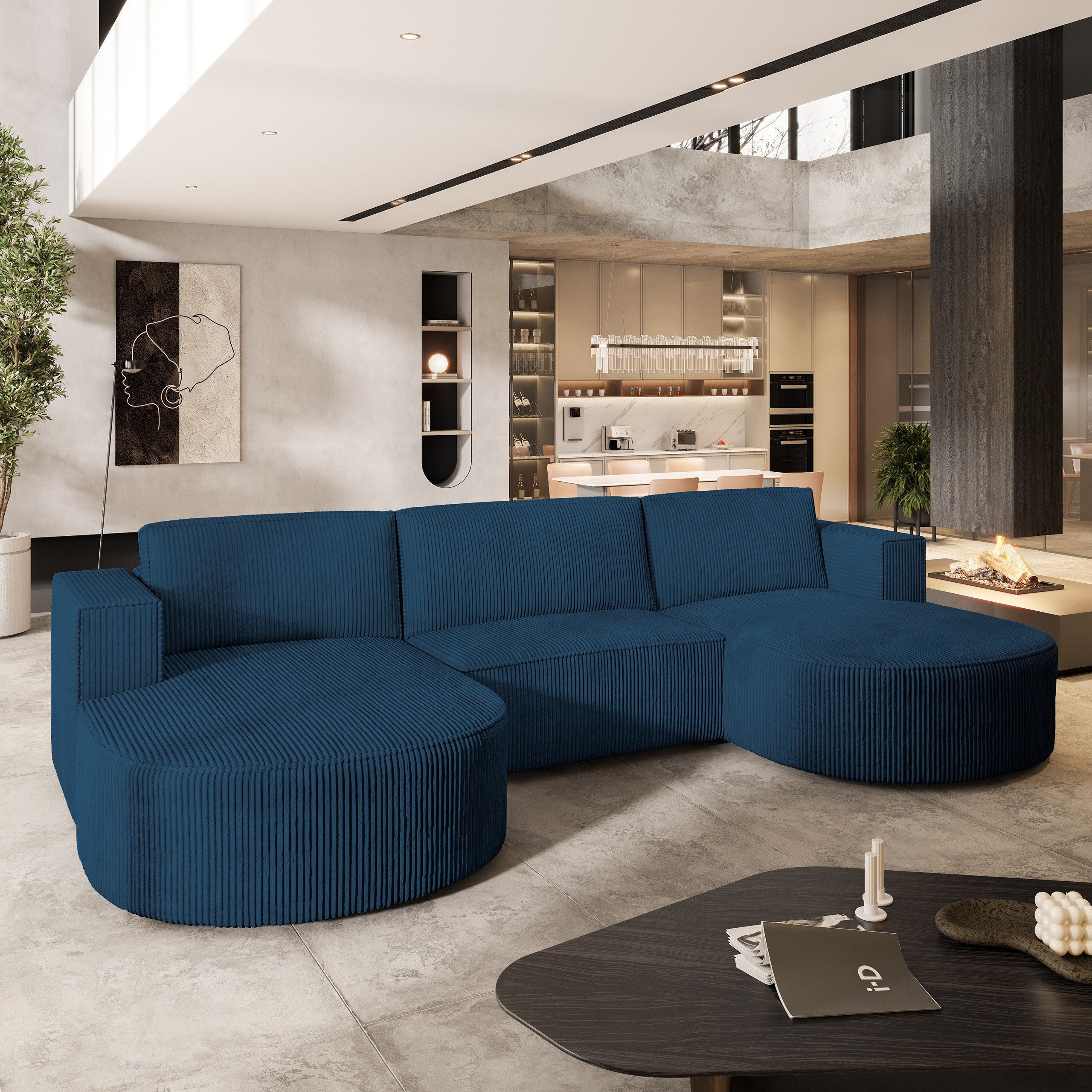 Masseno Ecksofa VEZZO mit Schlaffunktion U-Form, Sofa mit Bettkasten