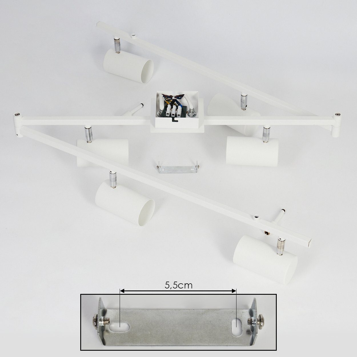 Leuchtenarmen, GU10 in moderne hofstein ohne Leuchtmittel, 25 »Gambellara« aus verstellbaren Deckenleuchte Deckenlampe Weiß/Chrom, und mit max. Metall Strahlern