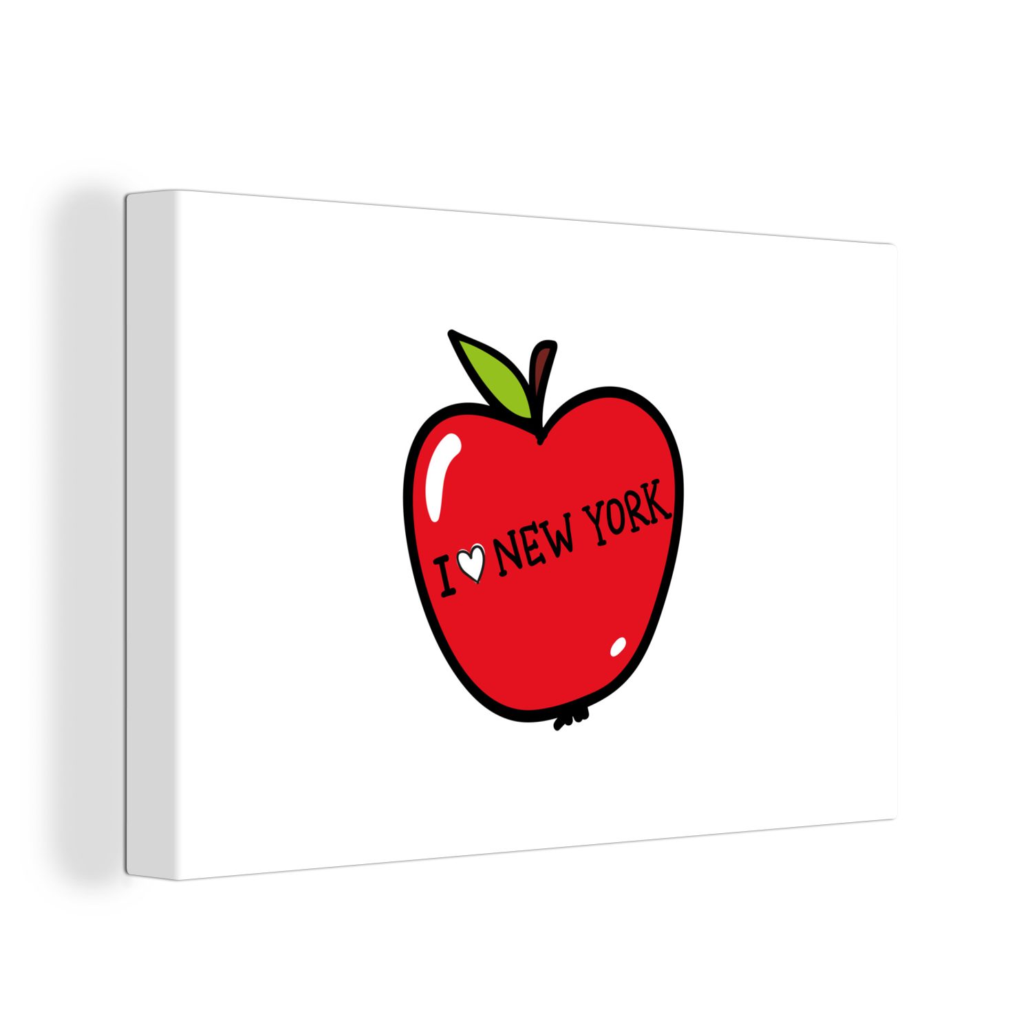 OneMillionCanvasses® Leinwandbild New York - Apfel - Rot, (1 St), Wandbild Leinwandbilder, Aufhängefertig, Wanddeko, 30x20 cm | Leinwandbilder