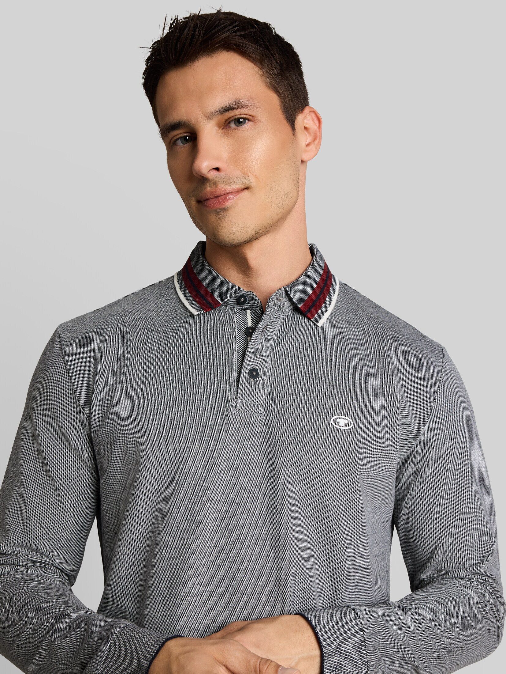TOM TAILOR Langarm-Poloshirt Poloshirts (im Einserpack) Langarm Piqué Poloshirt mit Logo-Print