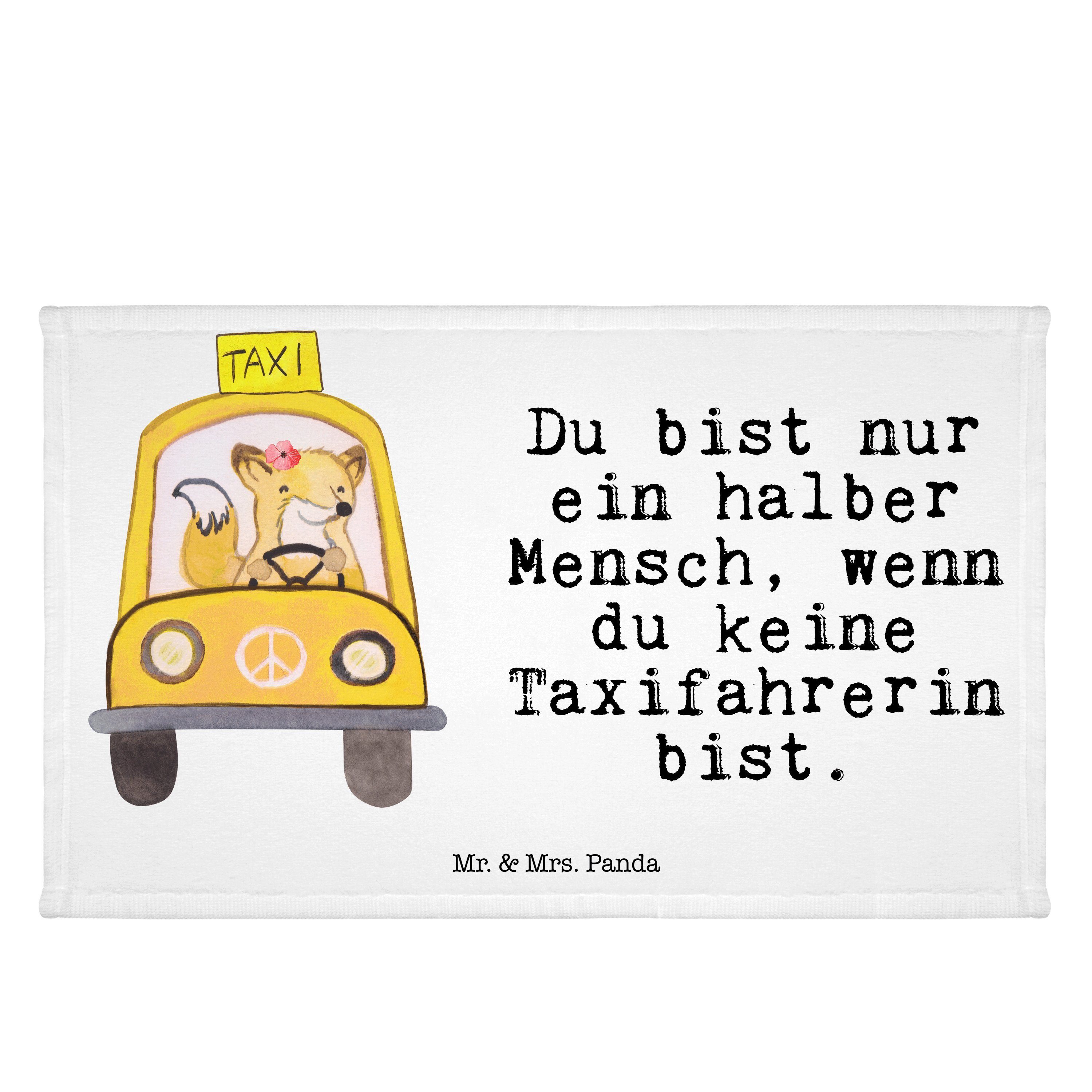 Mr. & Mrs. Panda Handtuch Taxifahrerin mit Herz - Weiß - Geschenk, Kollegin, Sport Handtuch, Fr, (1-St)