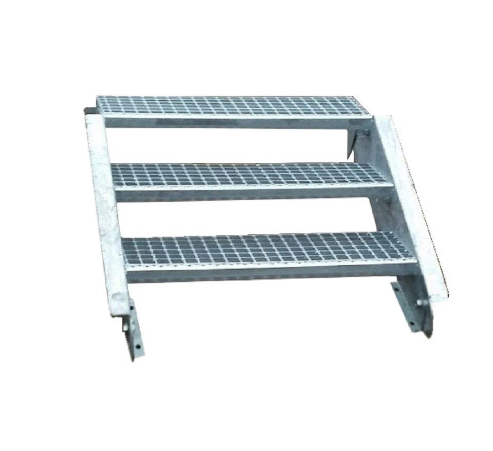 4-stufige Stahltreppe Basic-Line Freistehend / Standtreppe / Breite 160 Cm / Höhe 84 Cm / Verzinkt