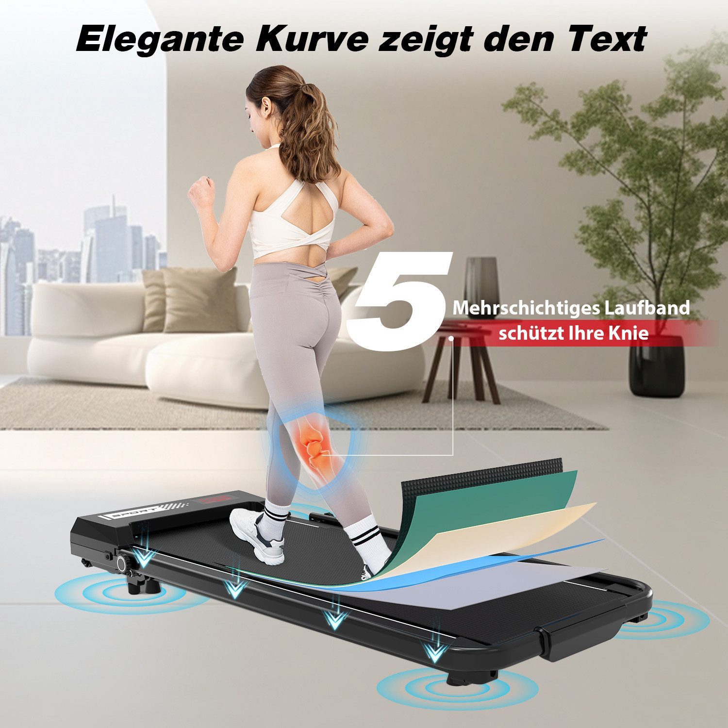 CITYSPORTS Laufband 1400W klappbares Laufband, 1–12 km/h, 2 HP, mit Fernbedienung, Komplett montiert, 6 % Steigung, mit Werkzeugsatz