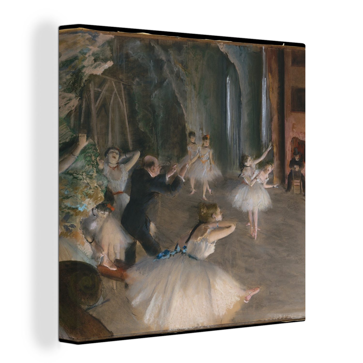 OneMillionCanvasses® Leinwandbild Die Probe des Balletts auf der Bühne - Gemälde von Edgar Degas, (1 St), Leinwand Bilder für Wohnzimmer Schlafzimmer | Leinwandbilder