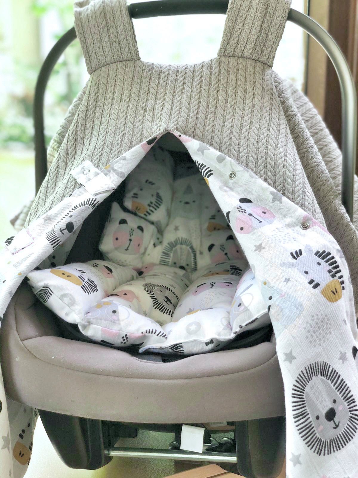 Baby Fancyroom Babyschale Babyschalen Set Sichtschutz Sitzauflage Einschlagdecke Maxi Cosi, ab: ab Geburt, (2-tlg., Sonnenschutz und kuschelige Sitzauflage), Aus Waffelpique und Musselin, Ersatz für Einschlagdecke