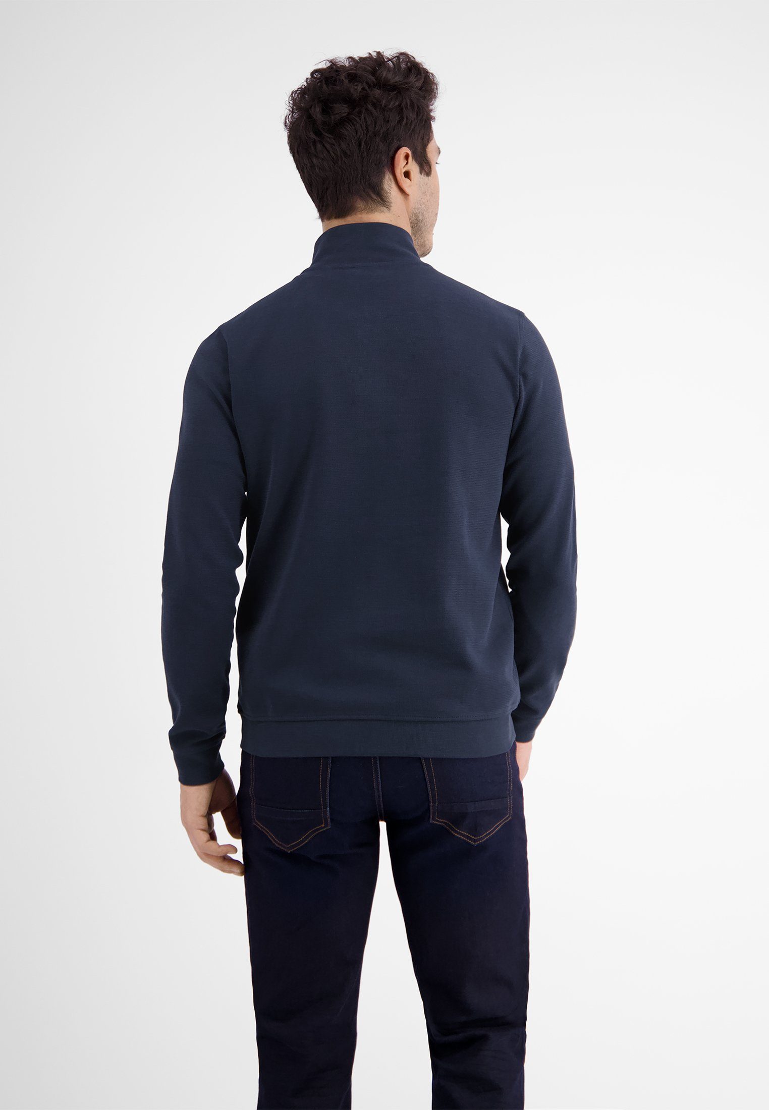 LERROS NAVY LERROS CLASSIC Sweatjacke in Sweat-Troyer Strukturqualität