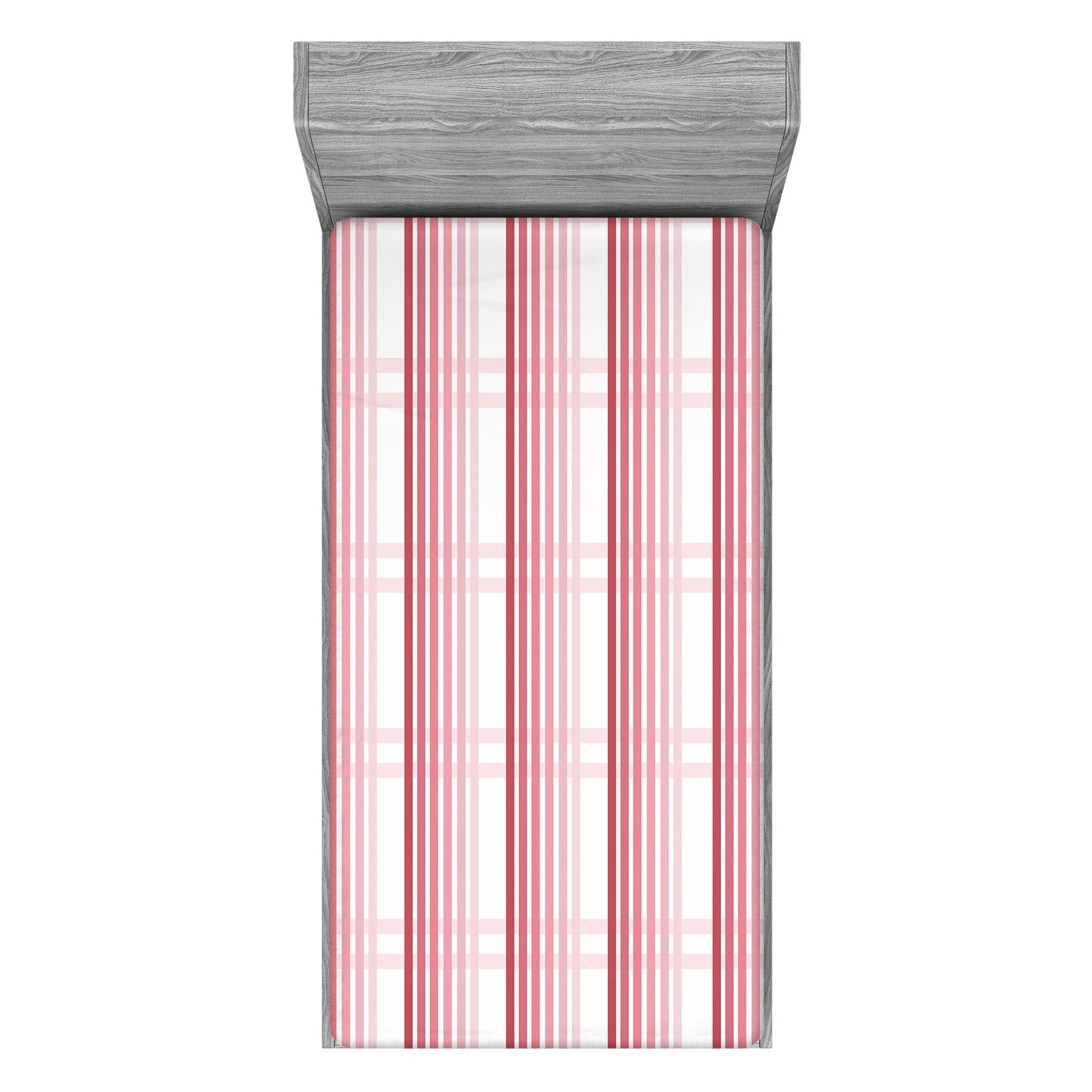 Abakuhaus Spannbettlaken Soft Dekorativer Stoff Bettwäsche Rund-um Elastischer Gummizug, Geometrisch Hell- bis dunkel Pinky Streifen