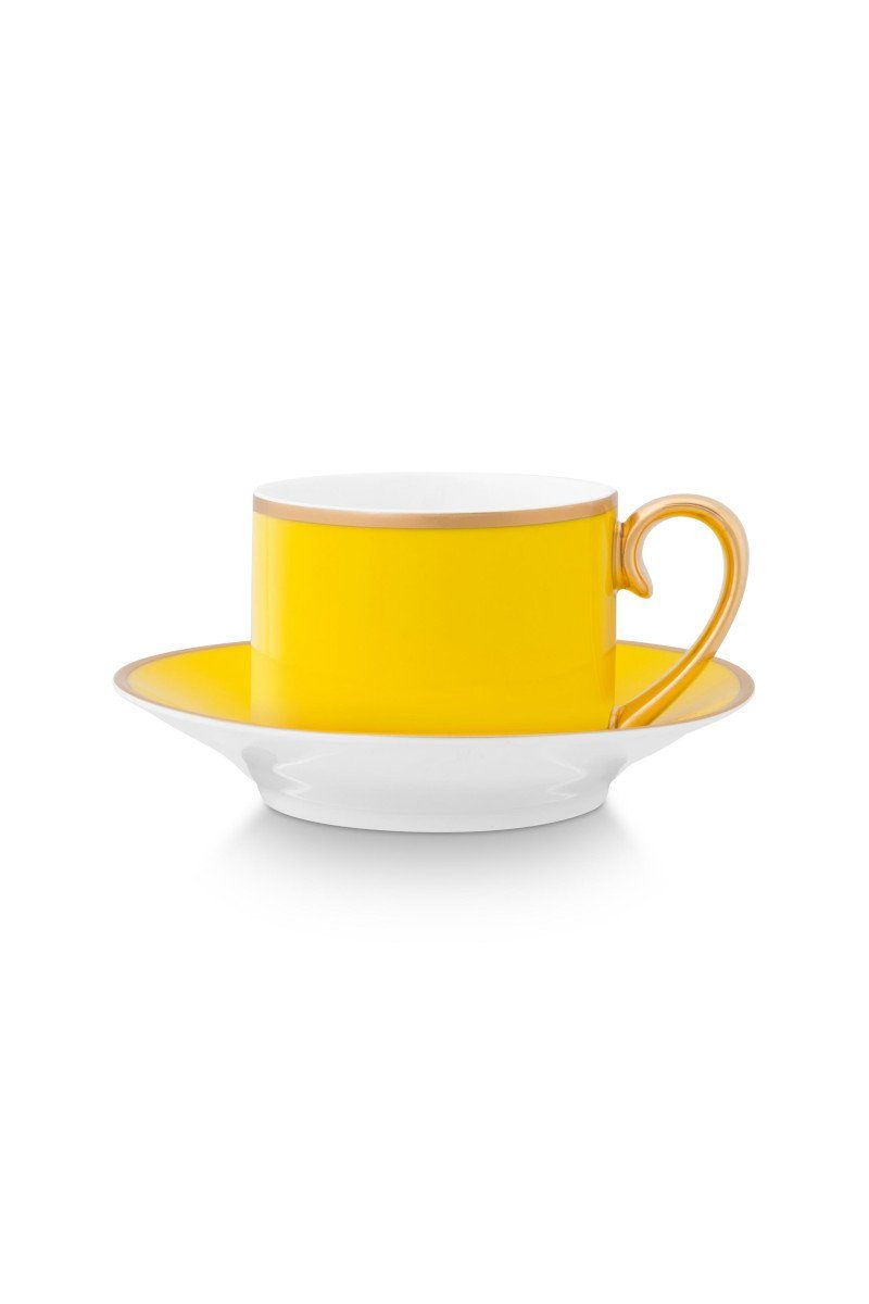 PiP Studio Espressotasse Chique Espressotasse m.U. gold-gelb 120ml, Bone China, Espresso Cup & Saucer Pip Chique Gold-Yellow 120ml
