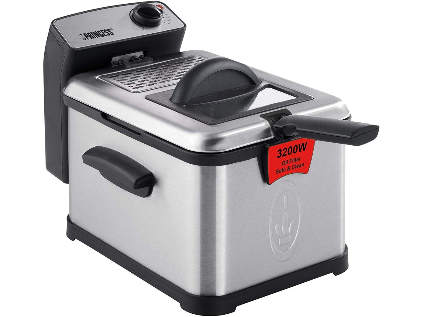 PRINCESS Kaltzonenfritteuse, 3200 W, Große 3Ltr. Fritteuse Pommes & Schnitzel cross mit Fett frittieren