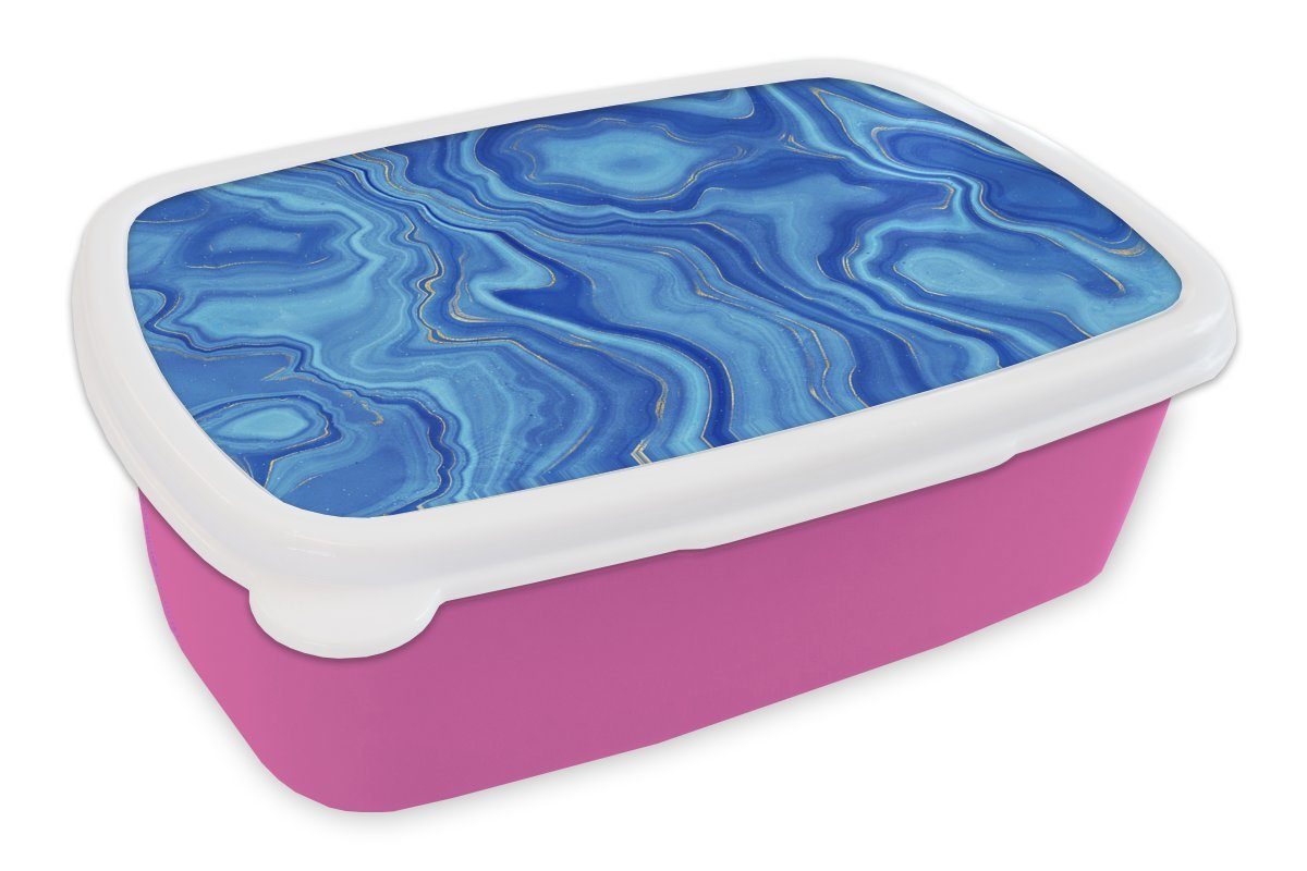 MuchoWow Lunchbox Marmor - Gold - Himmel, Kunststoff, (2-tlg), Brotbox für Erwachsene, Brotdose Kinder, Snackbox, Mädchen, Kunststoff rosa