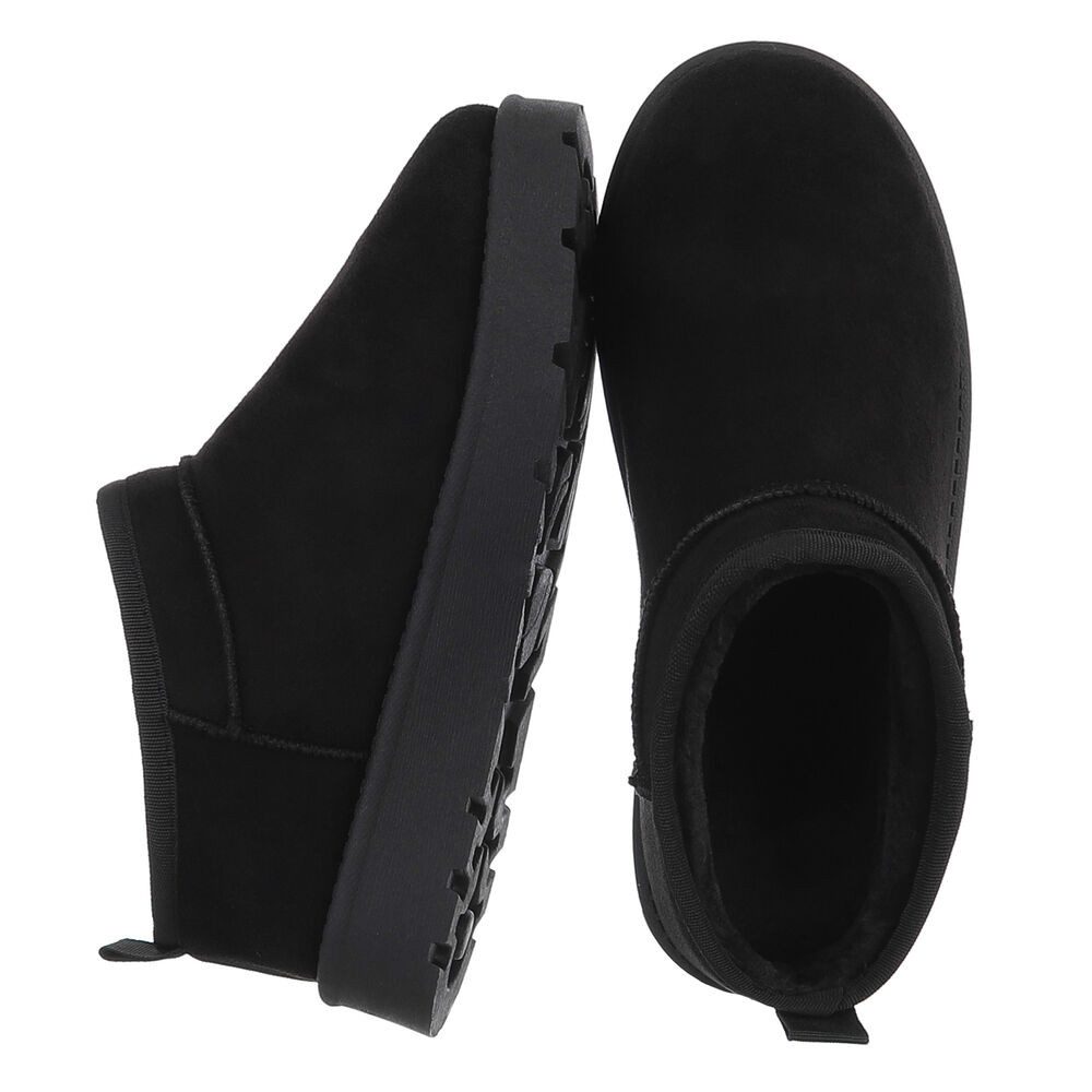Ital-Design Bequeme Damenfreizeitschuhe mit praktischem Design Snowboots (90624828) Flach Plateaustiefeletten in Schwarz