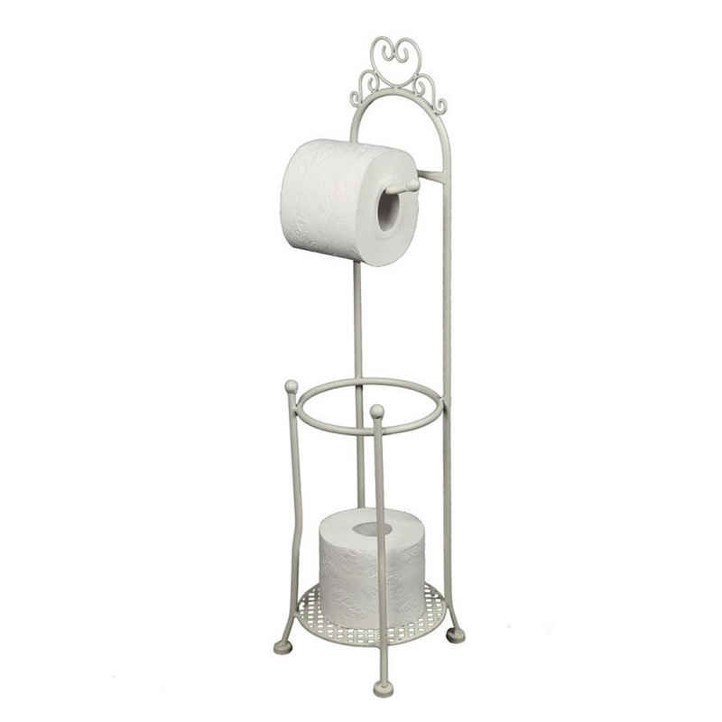 Linoows Toilettenpapierhalter Toilettenpapierhalter Nostalgie Papierrollenhalter, WC Rollenständer aus Schmiedeeisen in Antik Weiß