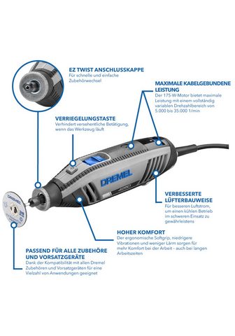 DREMEL Elektro-Multifunktionswerkzeug DREMEL® 4250 (4250-6/128) 220-240 V 175 W 6x Vorsatzgeräte 128x Priedai