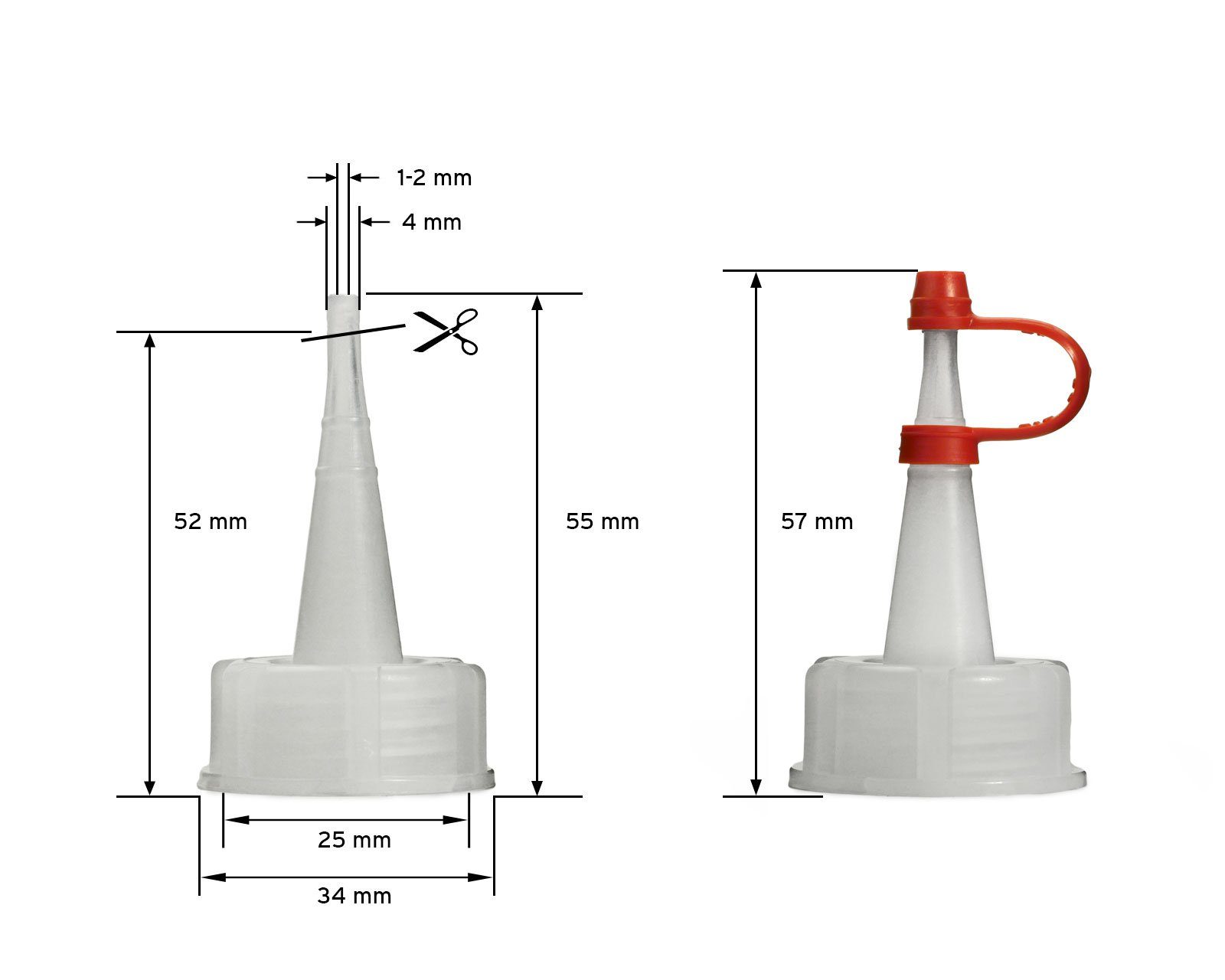 Kanister aus natur, (5 5 G25, OCTOPUS 250 ml Tropfverschluss, rotes St) Plastikflaschen LDPE,
