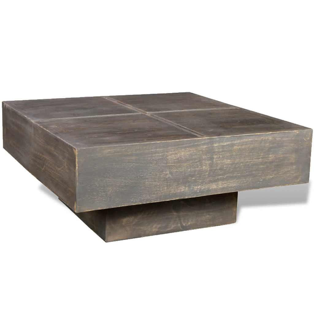vidaXL Couchtisch Couchtisch Dunkelbraun Quadratisch Massivholz (1-St)