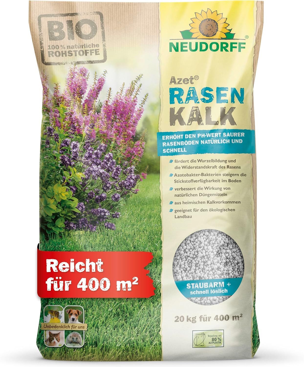 Neudorff Rasenkalk Bio Azet RasenKalk 20 kg, Kalkdünger für einen kräftigen günstig online kaufen