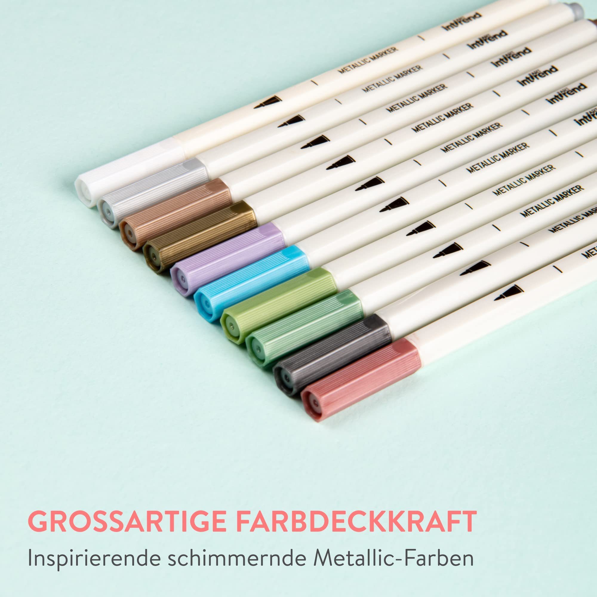 Marker Stiften int!rend Ultradünne dünnen - 10 Permanentmarker - Set Metallische 10 mit DIY für für Metallic Marker Set Stifte DIY,