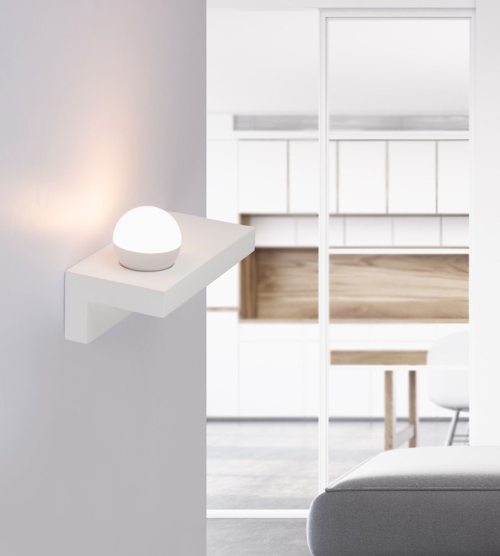 Wandleuchte Wandlampe Weiß Wohnzimmer LED Wandleuchte Warmweiß GLOBO Innen Gips Globo