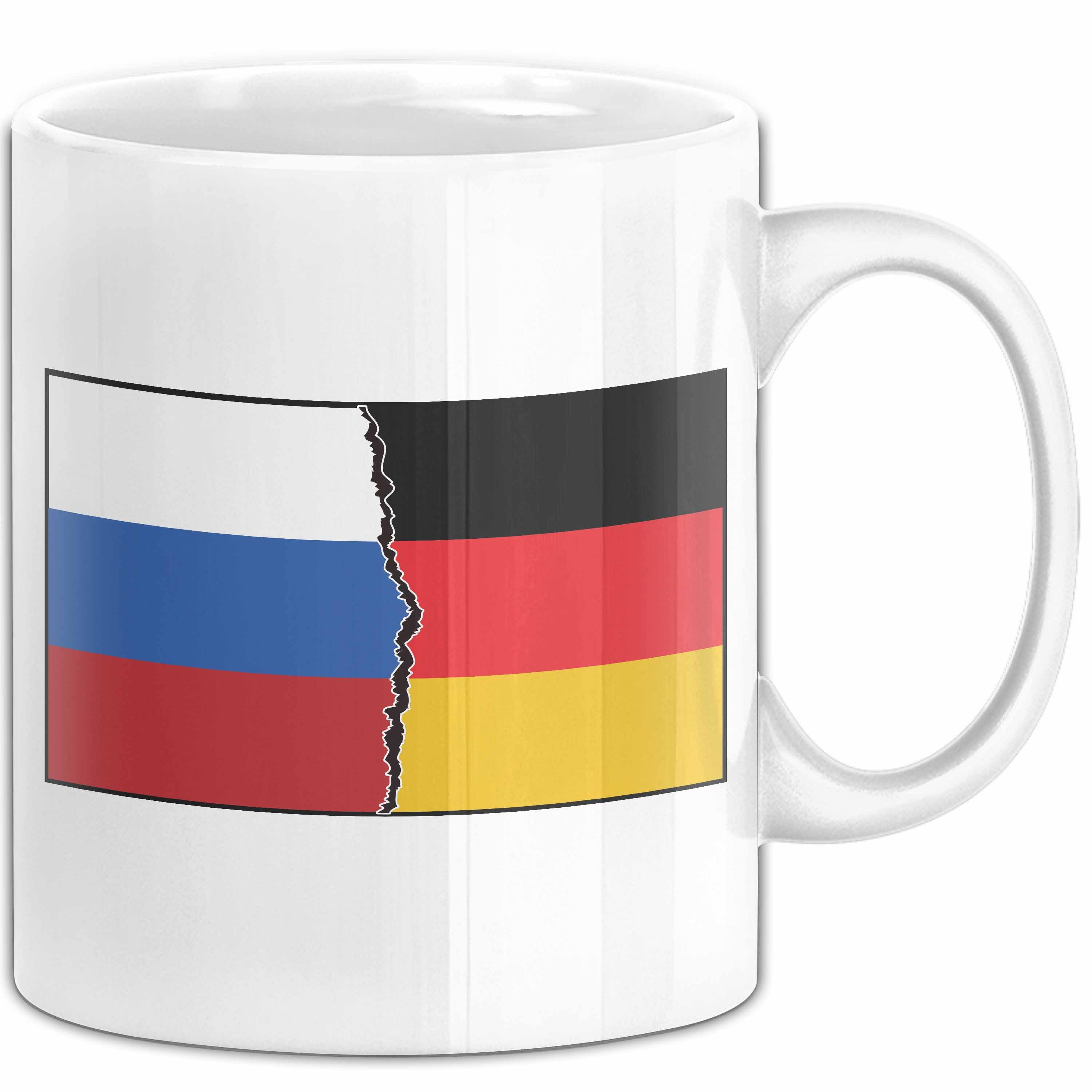 Trendation Tasse Russe Tasse Geschenk Russland Deutschland Flagge Geschenkidee, Keramik