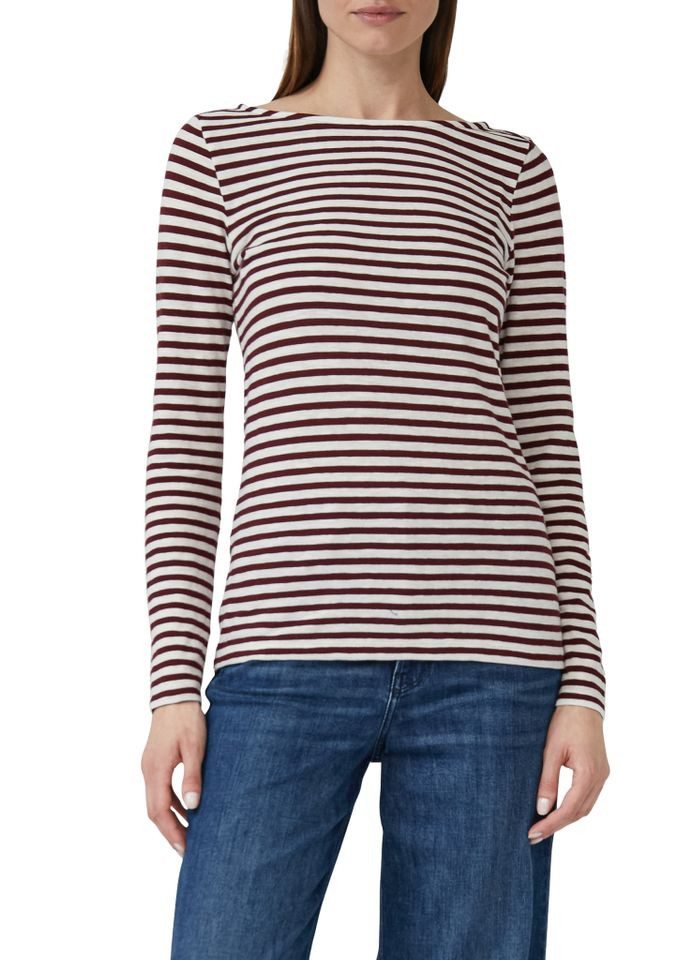 s.Oliver Langarmshirt - Gestreifter Longsleeve aus Flammgarn günstig online kaufen