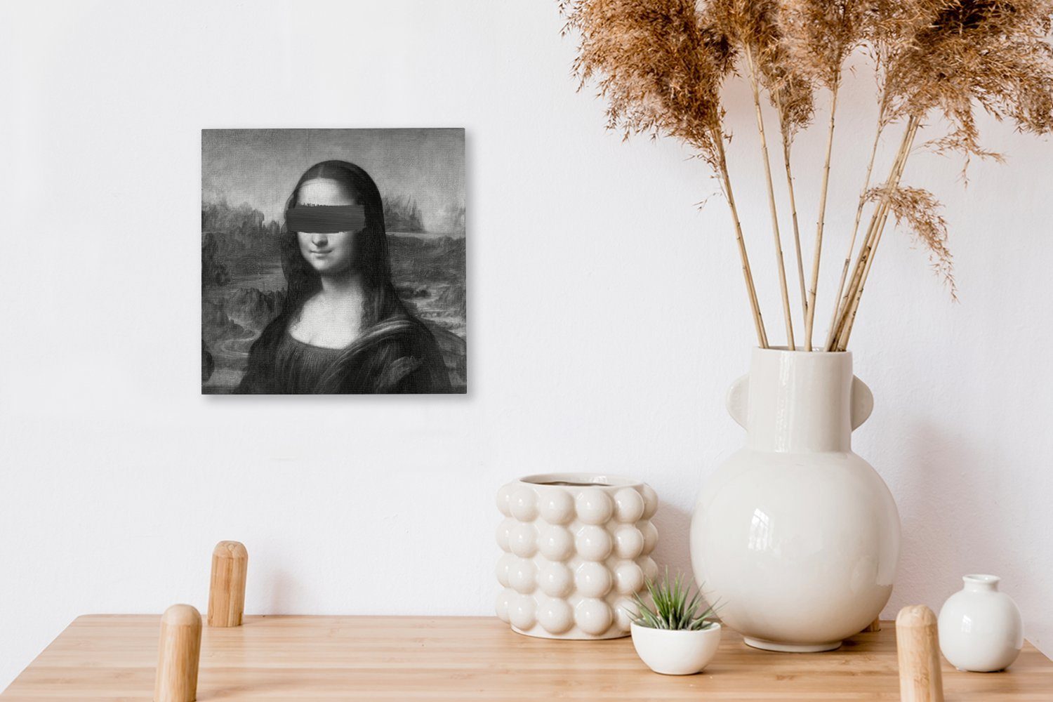 da St), Leinwand Mona Gemälde bunt - - Wohnzimmer Weiß, - Vinci Schlafzimmer für Bilder Lisa OneMillionCanvasses® Leonardo Schwarz (1