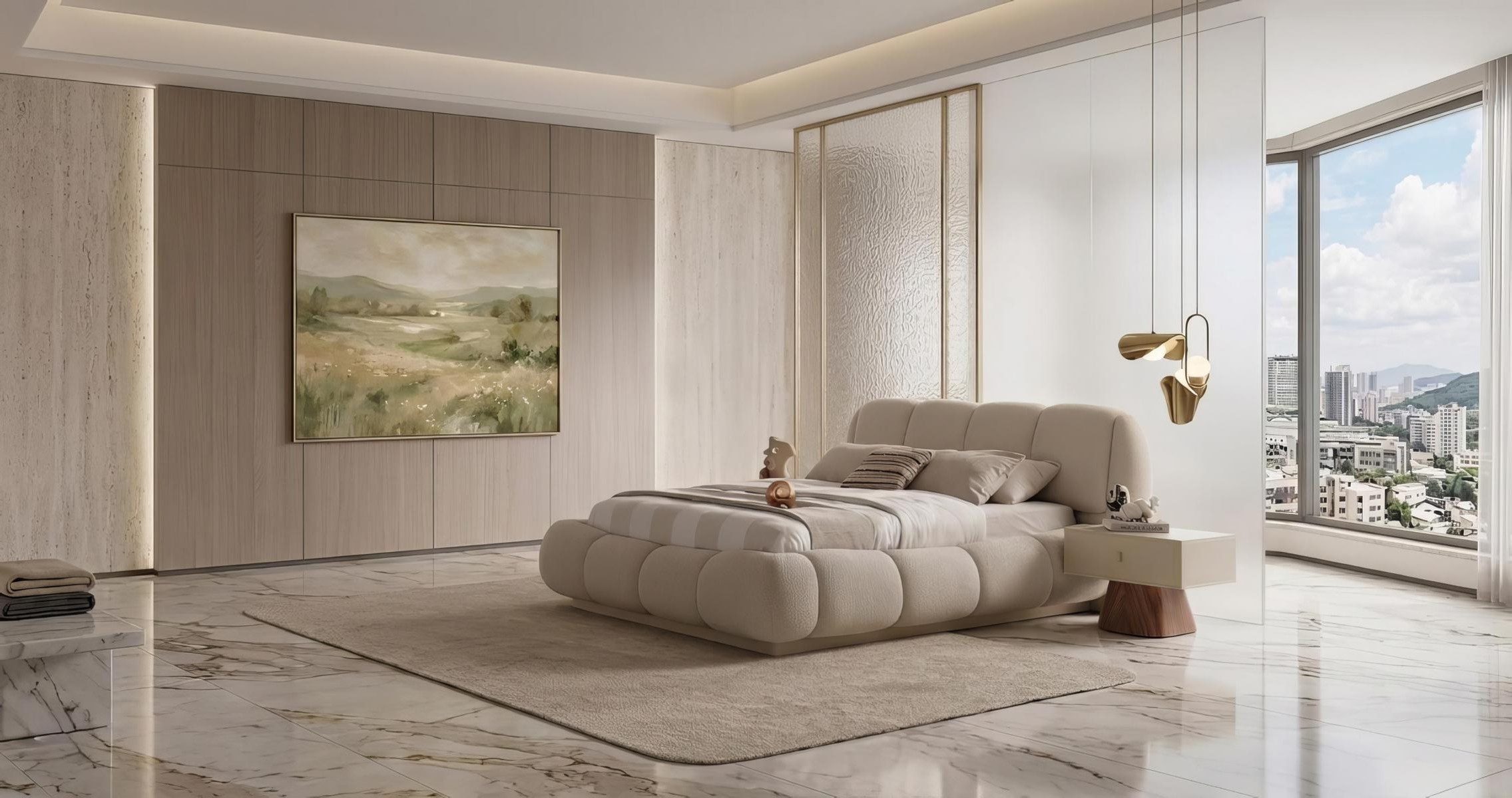 Xlmoebel Nachtkonsole Beige Nachttisch im modernen Luxusdesign aus Holz, Made in Europa