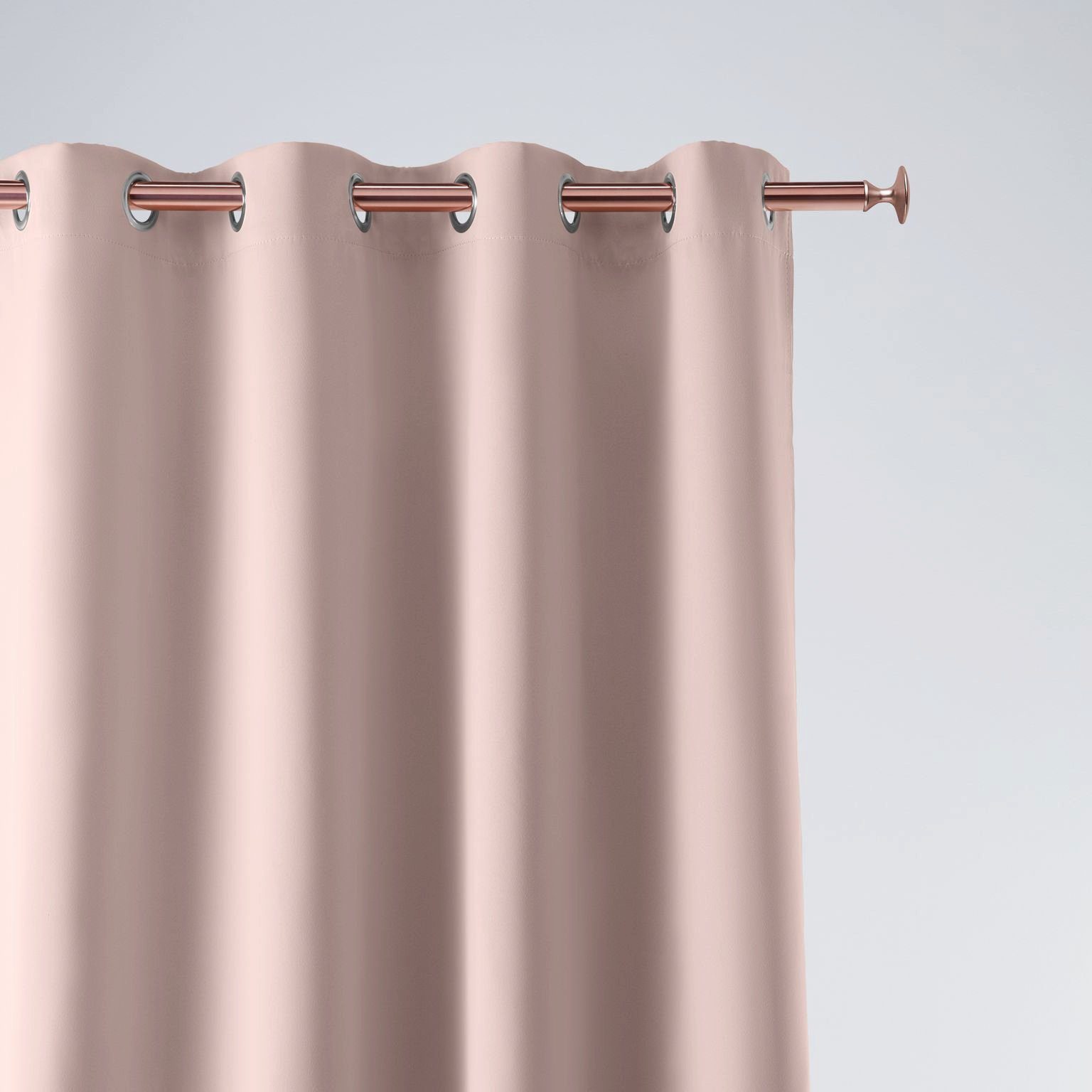 Vorhang Vorhang AURA Ösen Rosa 140x250cm (2 Stück), ROOM99, Ösen, Elegant, Silber Ösen