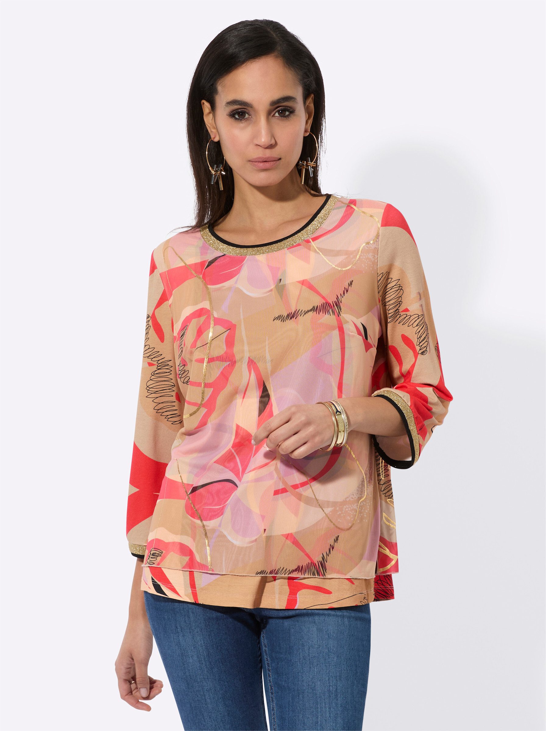 T-Shirt Mesh-Shirt 3/4-Arm