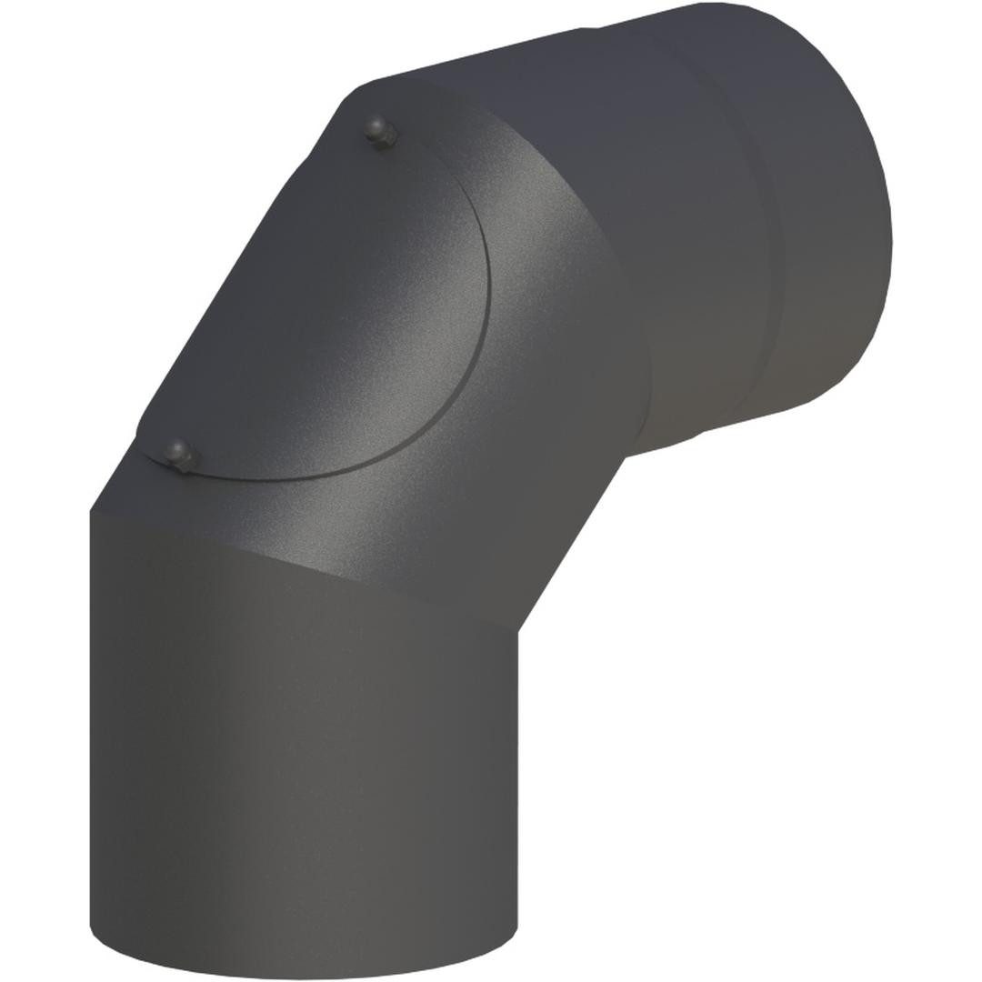 Feuercampus Ofenrohr Ø 200 mm Bogen 90° mit Tür - schwarz, 200 mm