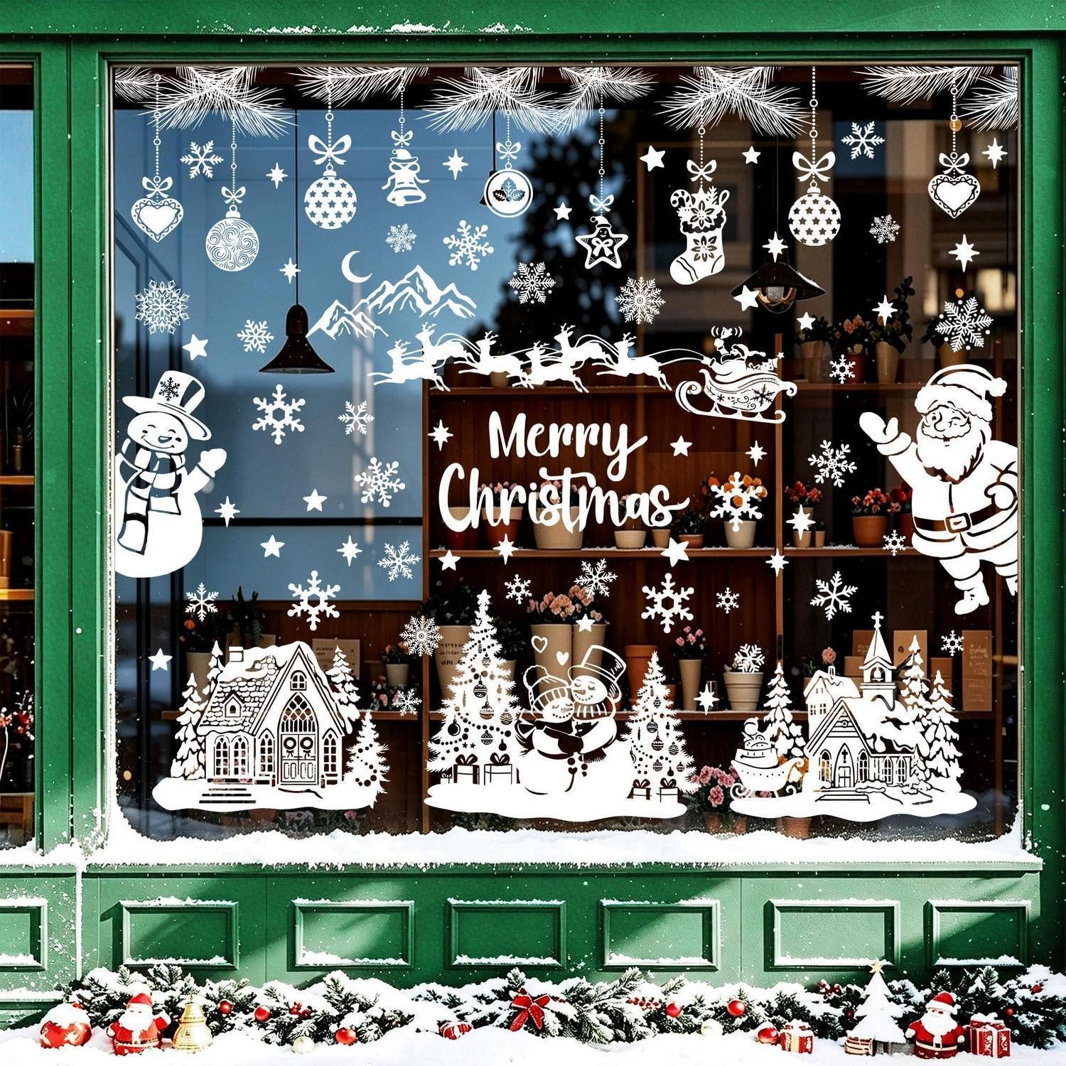 LuxusKollektion Fensterbild Fensterbilder Weihnachten 9er Set Weiss