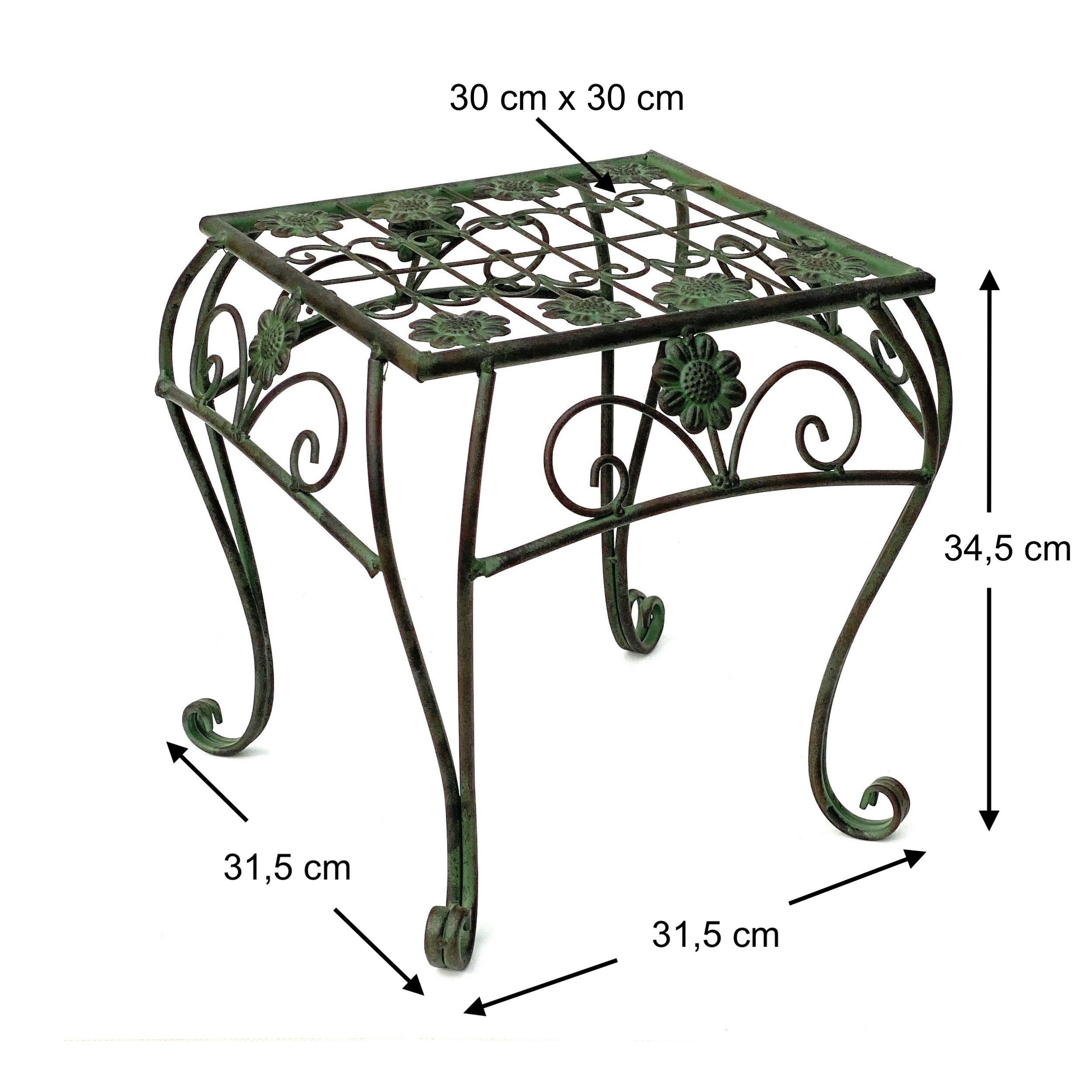 Vintage Modern - Blumenständer Pflanzenständer 25 DanDiBo 96007 Metall Grün Eckig Blumenhocker Blumensäule Pflanzenhocker 34 cm Blumenständer