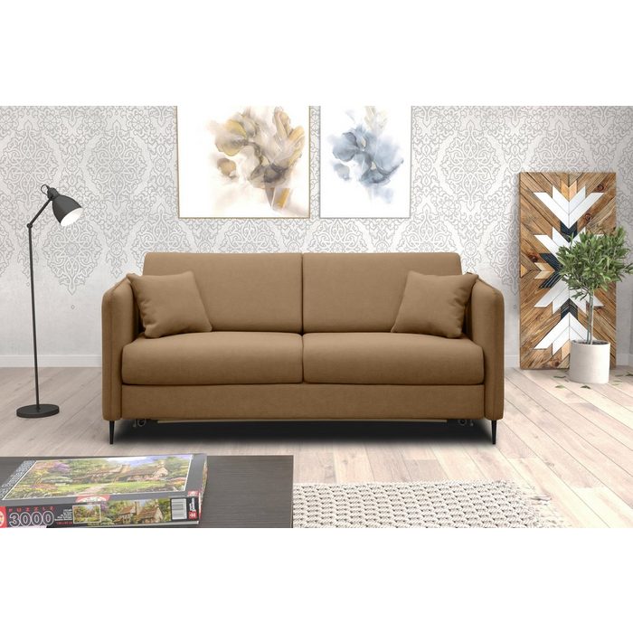Stylefy 3-Sitzer Arnold Sofa 2-Sitzer mit Bettfunktion frei im Raum stellbar Modern Design Metall