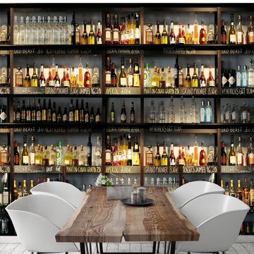 murimage® Fototapete Fototapete Bar 366 x 254 cm Küche Cocktail Whiskey Drinks Cognac Regal Getränke Tapete inklusive Kleister